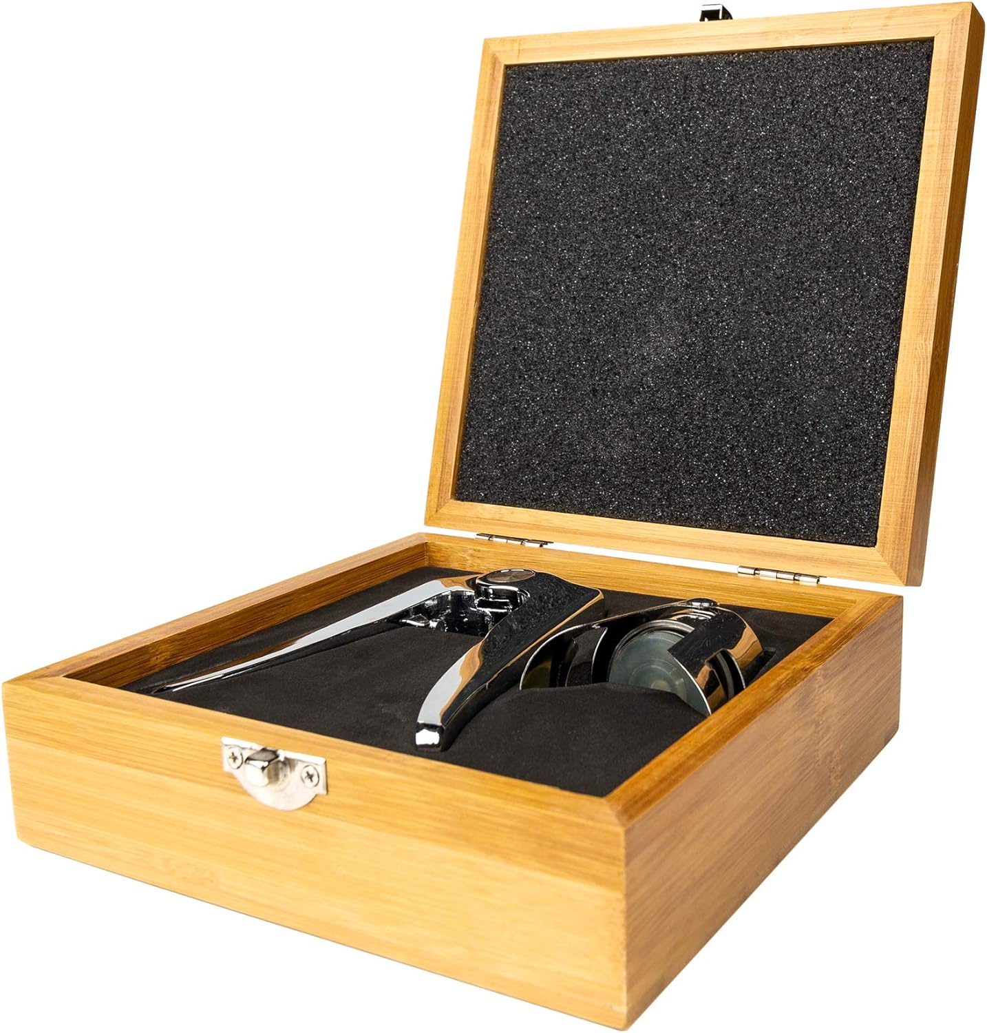 Grunwerg Classic Design Stainless Steel Champagne Set in Deluxe Bamboo Presentation Box