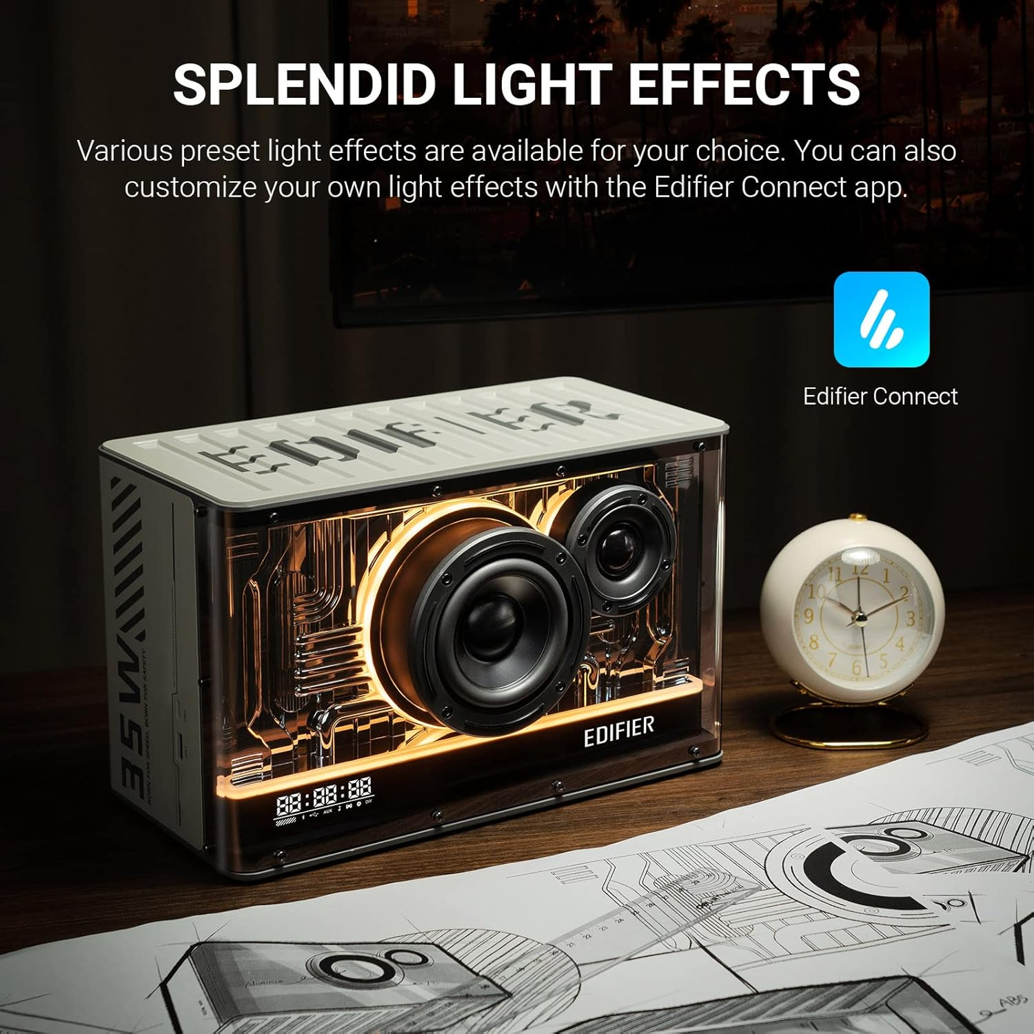 Edifier QD35 Tabletop Bluetooth Speaker with Gan Charger, White image number 2