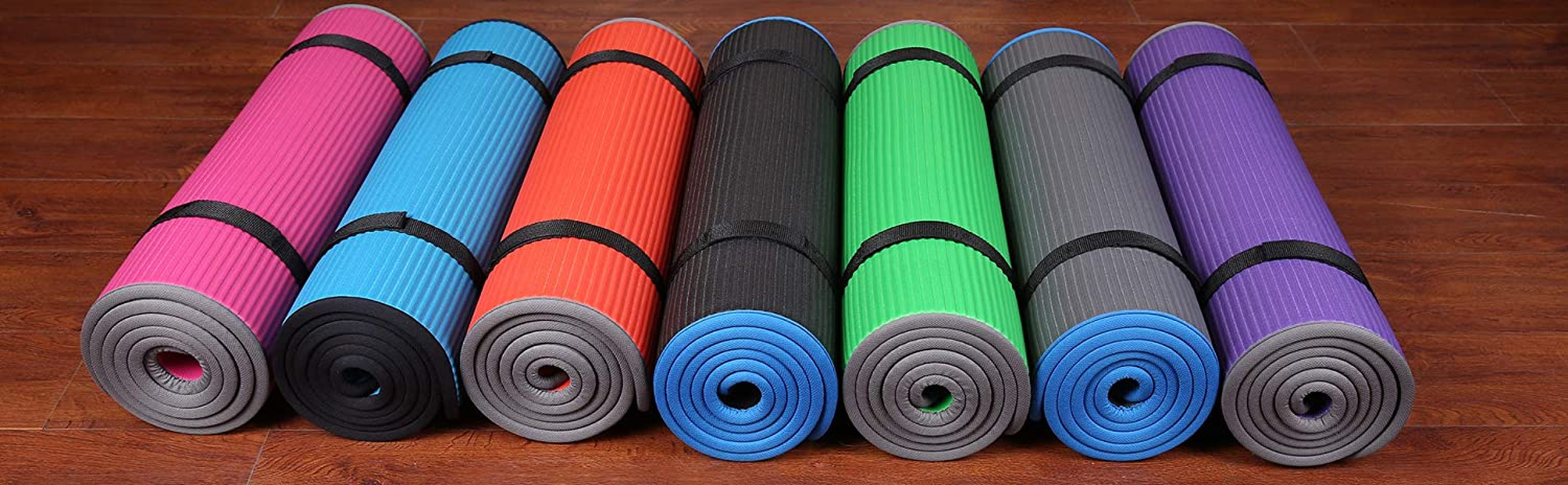 Signature Fitness All-Purpose 2/5-Inch (10Mm) Extra Thick High Density Anti-Slip Exercise Pilates Yoga Mat with Carrying Strap, Multiple Colors - Blue image number 3