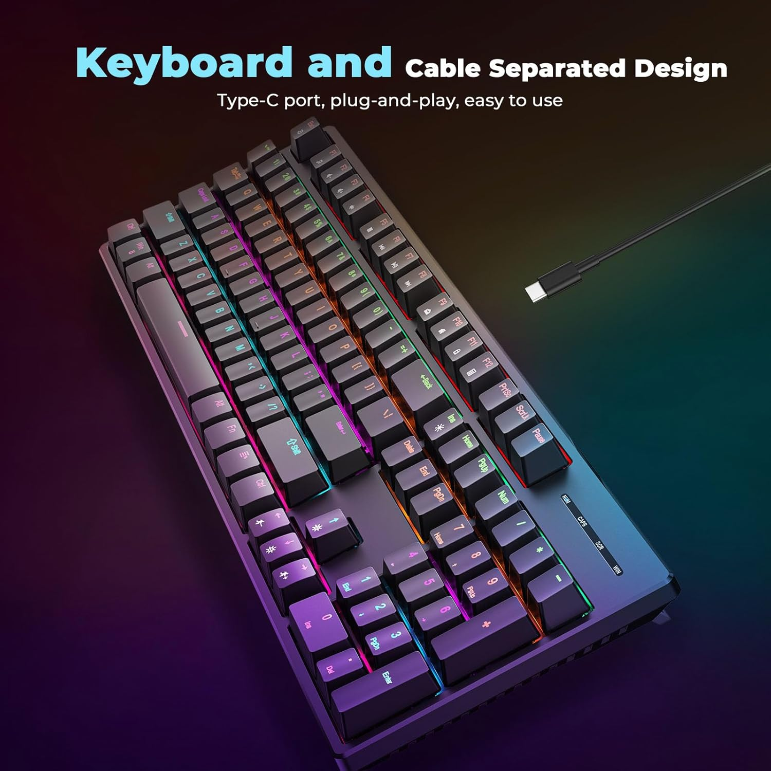 Wired Mechanical Keyboard, RGB 104 Keys LED Backlit Keyboard with Red Switch, Light up USB Computer Gaming Keyboard for PC Mac Xbox Gamer