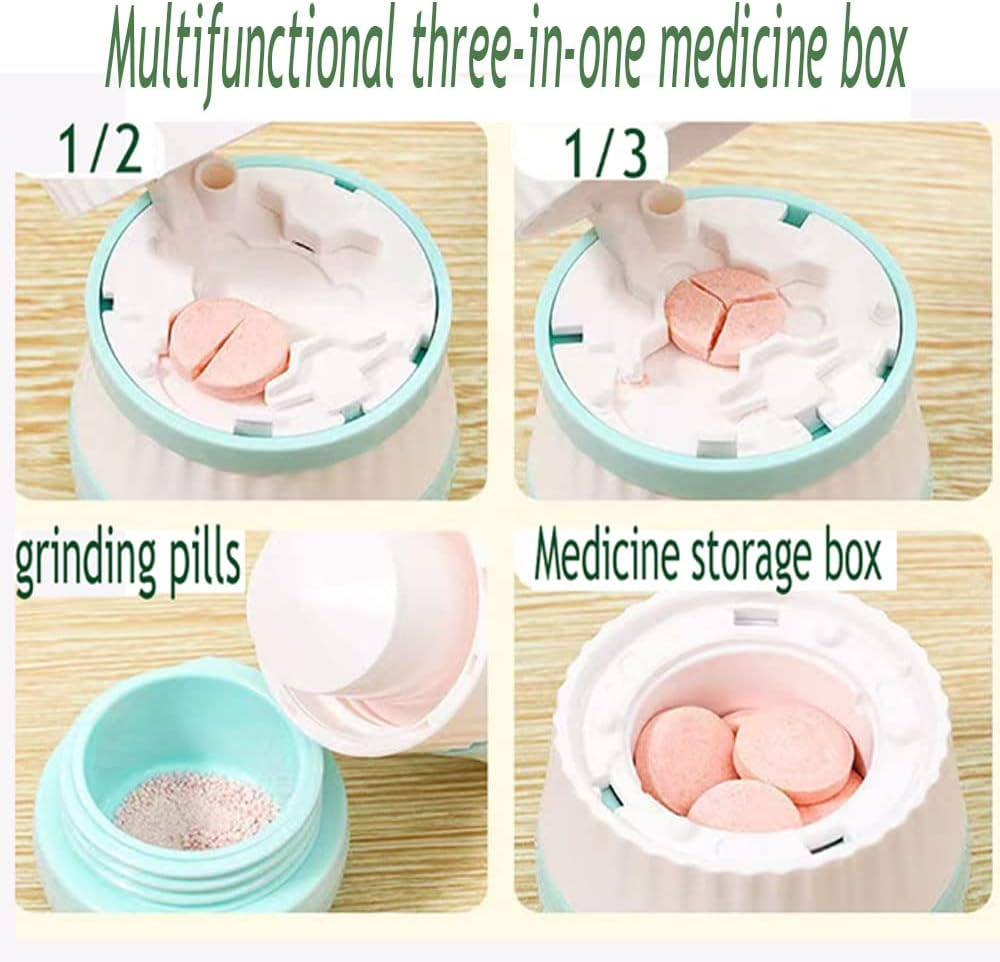 Pill Cutter Splitter Pill Crusher Pulverizer Grinder, 1/2 Divider, 1/3 Divider Sturdy Tablet Cutter, Adjustable Fixed Pill, Hidden Blade, with Grinding Function, Ideal for Cutting Grinding Tablets image number 4