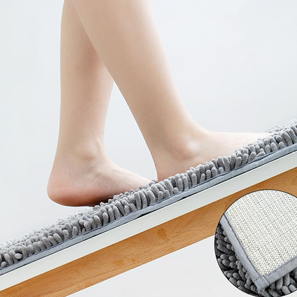 WUISOLQP Strong Water Absorption for Bathroom - Chenille Bath Rug Soft Texture Polyester Absorbent Floor Mat Bath Mat Bedroom, Red, 40Cm*60Cm image number 5