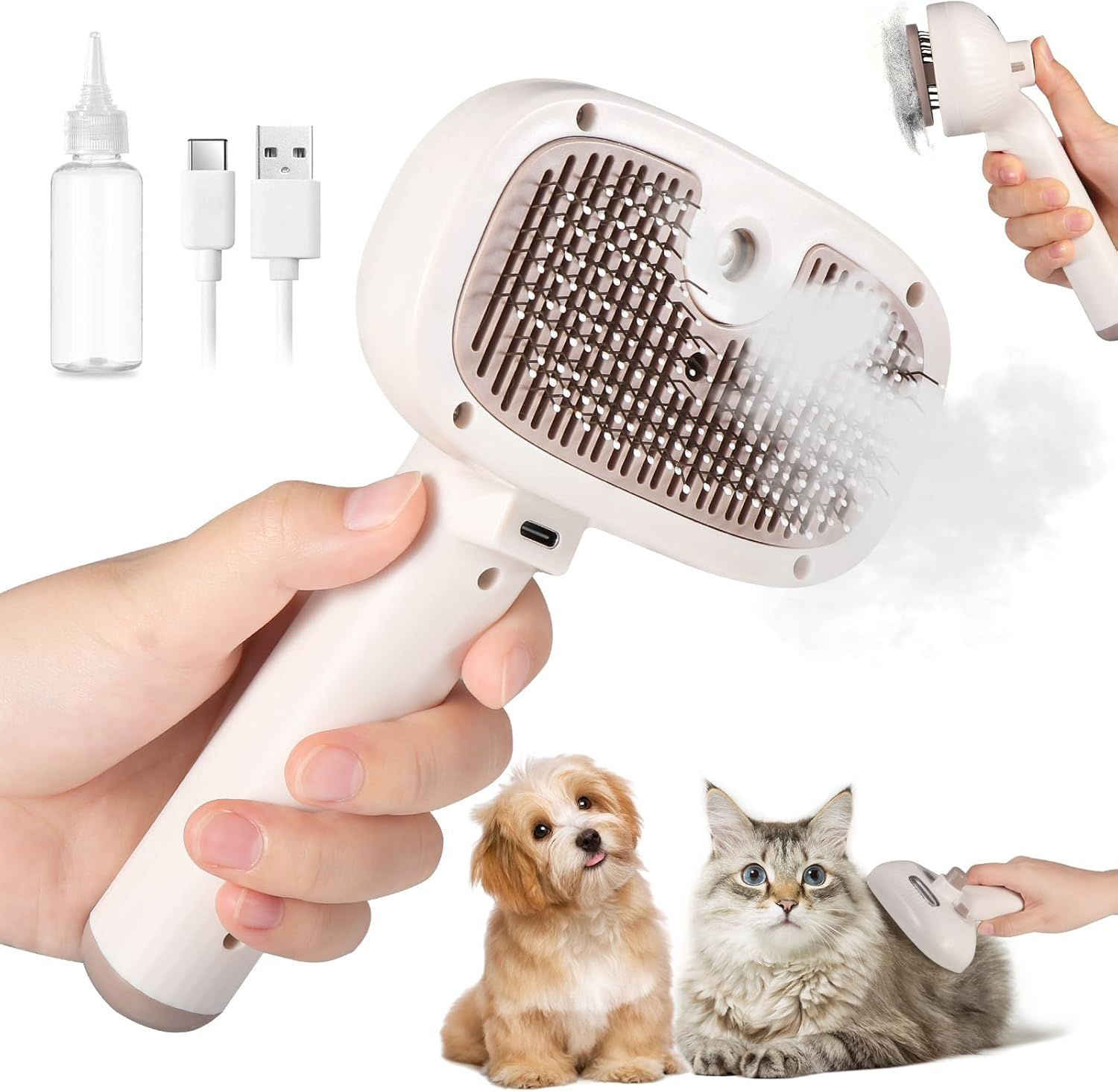 Brencco Cat Brush with Steam, Cat Brush Steam Brush Cat with Water Tank, Dog Brush, Cat Brush with Release Button, Cat Brush for Dogs and Cats, Long Hair and Short Hair image number 3
