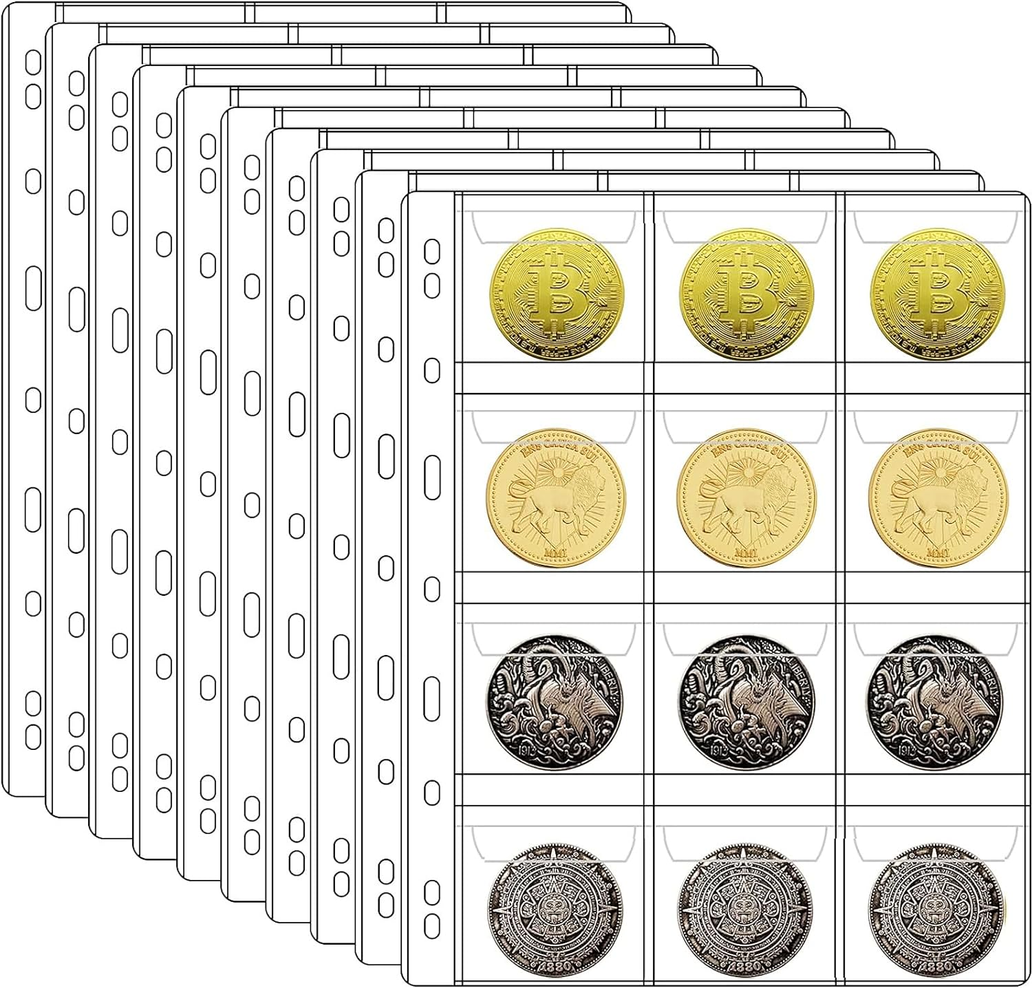 Ettonsun Coin Collection Book 386 Coin Pockets & 12 Currency Sleeves, Coin Collecting Album Holder for Collectors Money Collection Book Coin Display Storage Case Organizer for Coin Collection Supplies