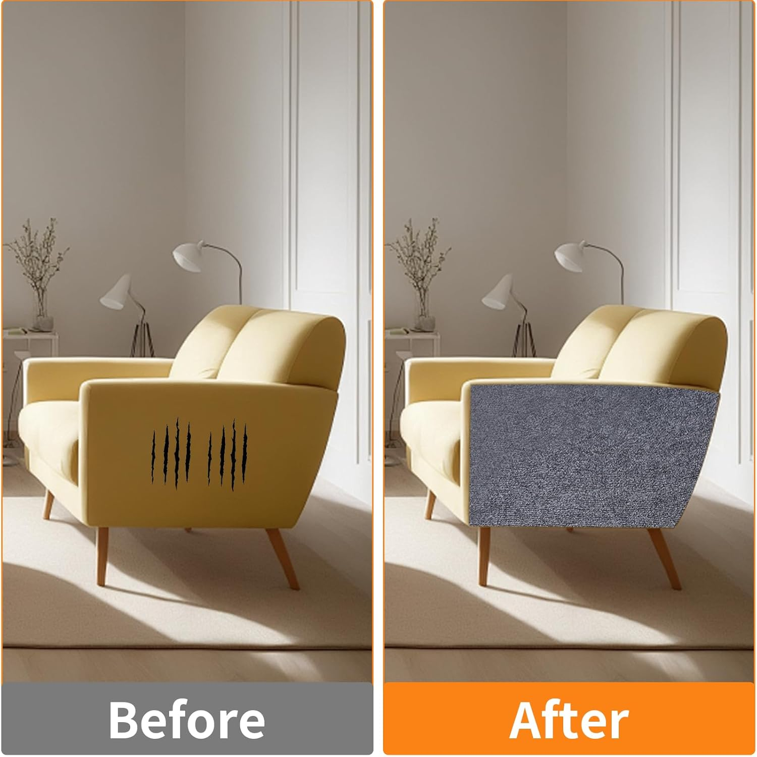 Scratch Mat for Cats, Cut to Size Carpet Overlay, Scratch Mat, Self-Adhesive Cat Scratch Mat, Scratch Protection Cat Scratch Mat for Protects Carpets, Sofa, Furniture Protection, Shelf Steps (Gery, 40 image number 2