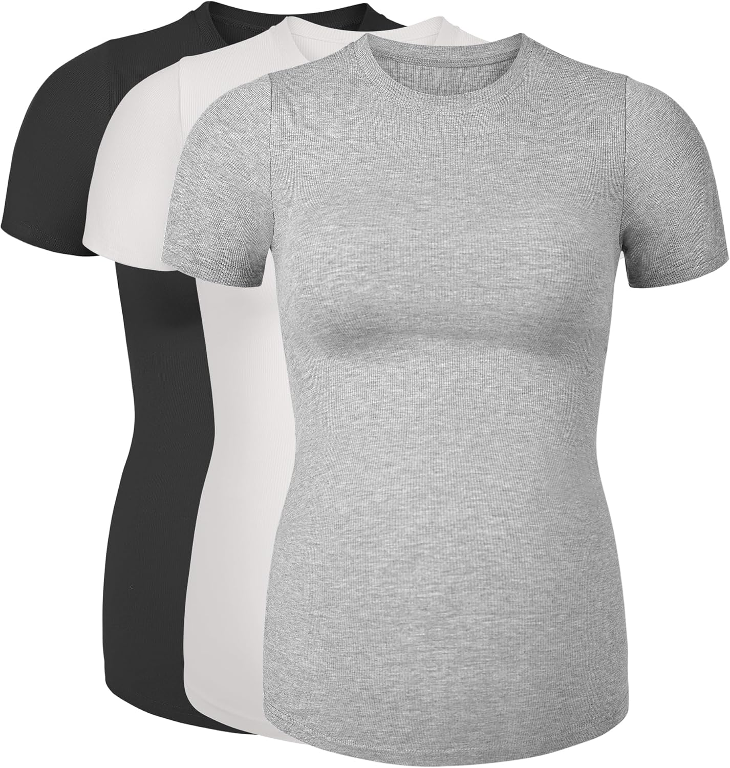 Peauty Maternity Ribbed T-Shirts with Crew Neck and Short Sleeves Shirts, before during after Pregnancy Clothes