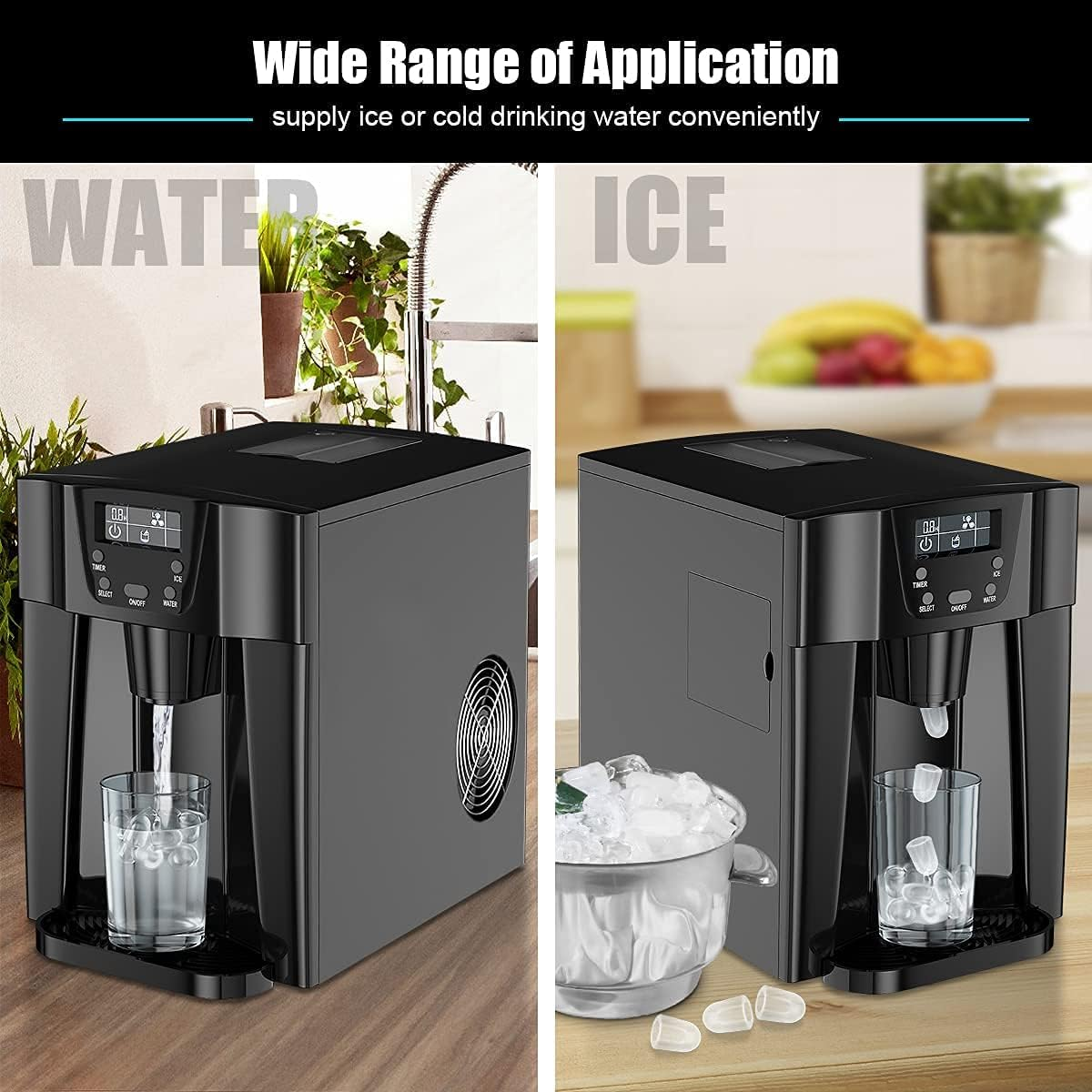 Cobuy Ice Maker, Countertop Ice Maker Machine with Water Dispenser, Portable Ice Cube Maker, 9 Cubes Ready in 6-12 Min, Perfect for Home/Office/Bar/Rv
