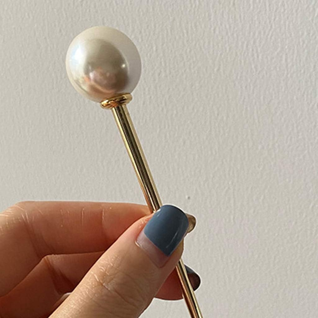 Faux Pearl Ball Hair Pins Vintage Metal Chopsticks Hairpins Hairpins Updo Bun Holder Decorative Hair Accessories Styling Accessories Hair Clips for Women Wood image number 2