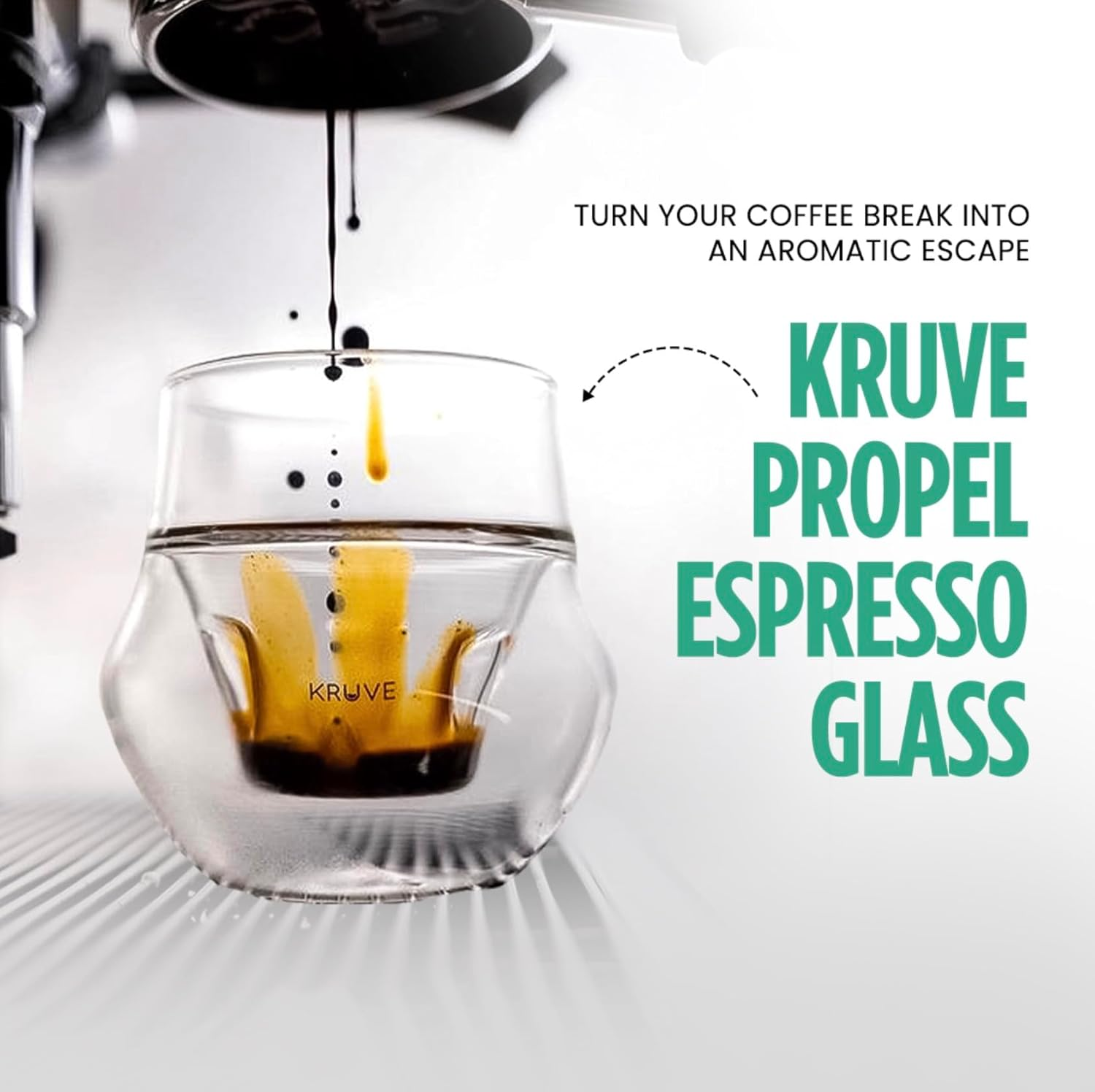 KRUVE Propel Espresso Glass, Hand Made, Double-Wall, Clear, 2.5Oz, Scientific Design (Set of Two)