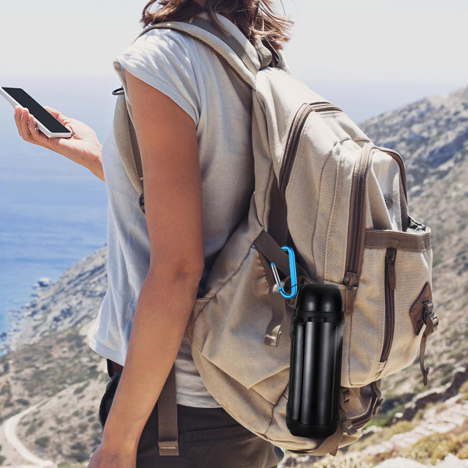 7 Pack 3"/76MM Aluminum Carabiner Clips D Ring Shape Carabiner Keychain Spring Snap Hook with 7 Key Rings for Outdoor, Camping, Hiking, Fishing, Home RV, Traveling image number 2