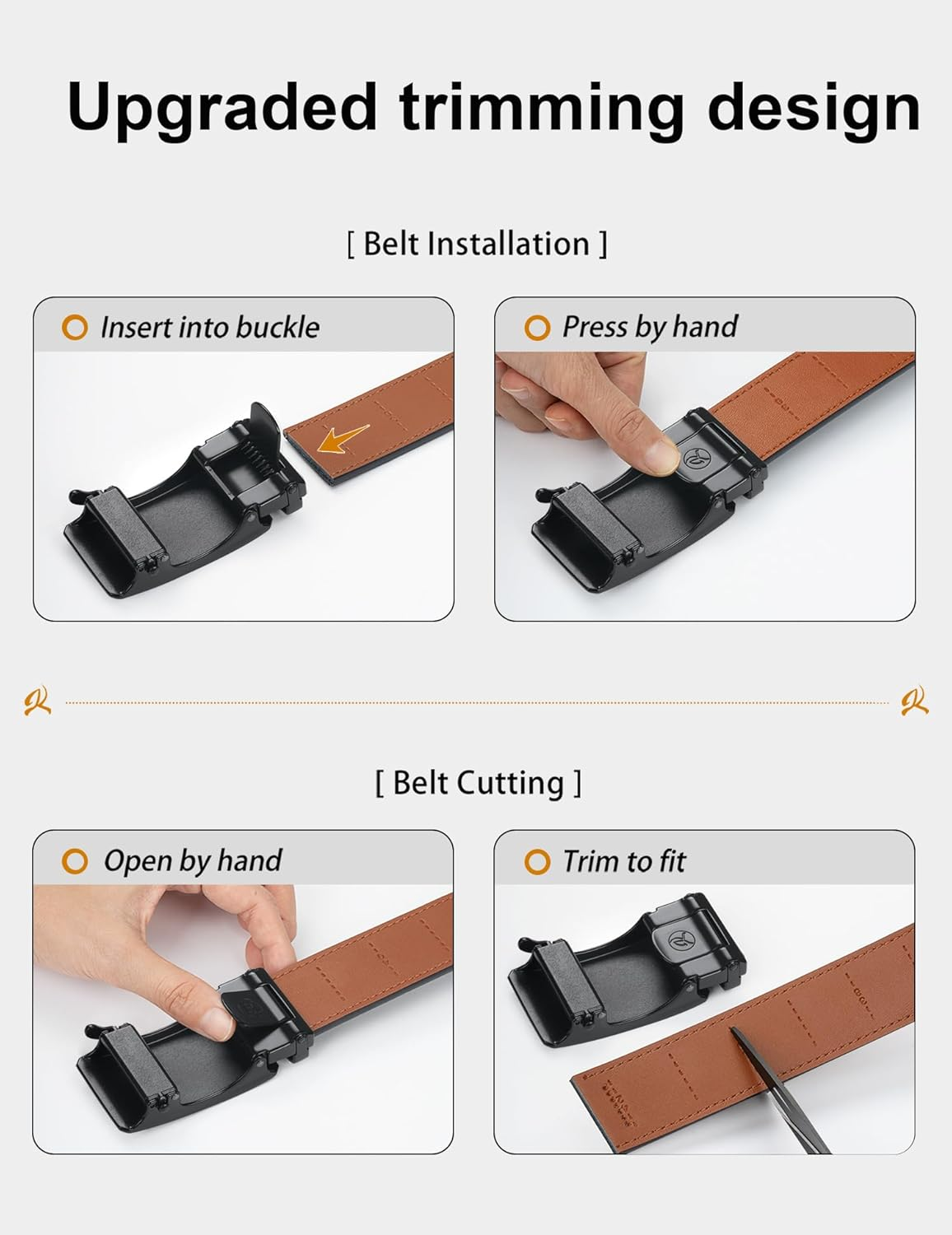 JUKMO Men&rsquo;S 35Mm Leather Ratchet Belt with Original Slide Buckle in Gift Box