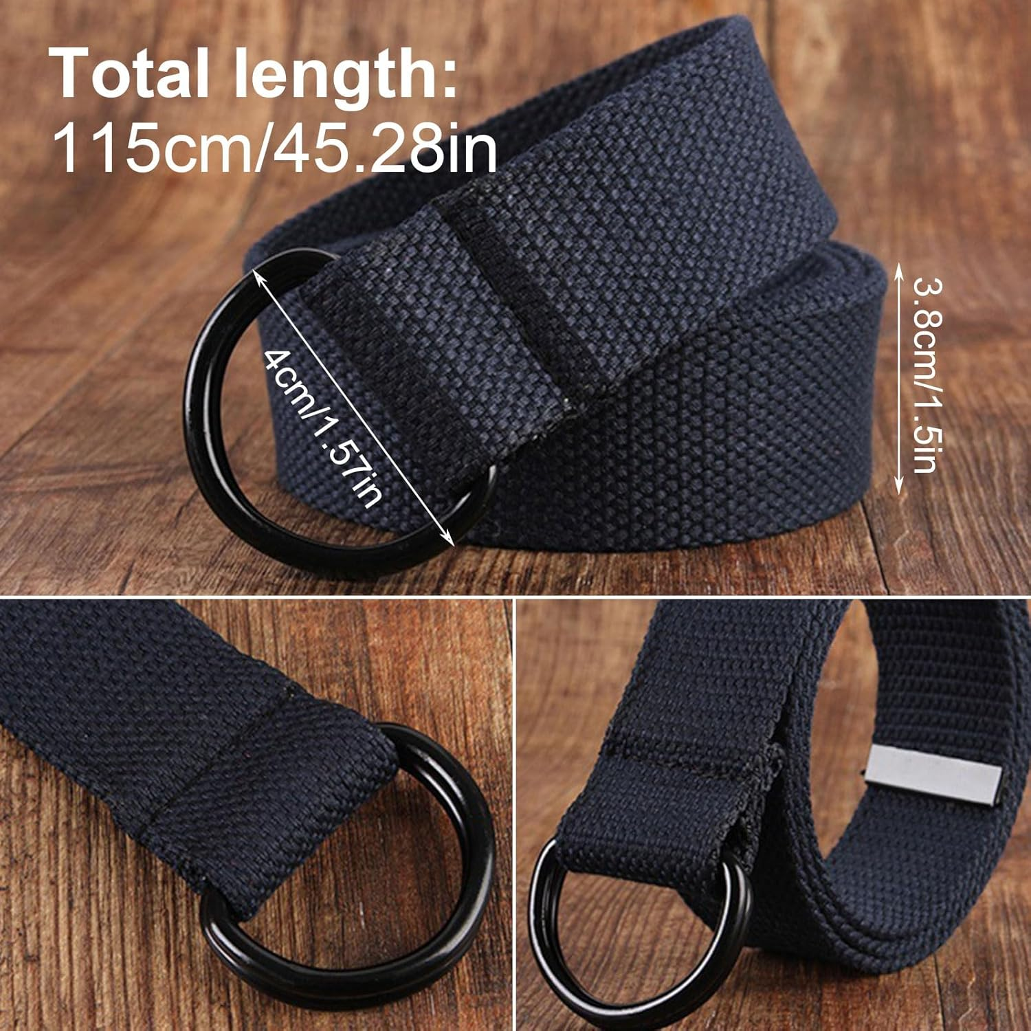 SKHAOVS 2 Pack Belts for Men,Mens Canvas Belt,Mens Adjustable Fabric Belt with Double D-Ring,Holeless Belt Suitable for Leisure and Travel image number 4