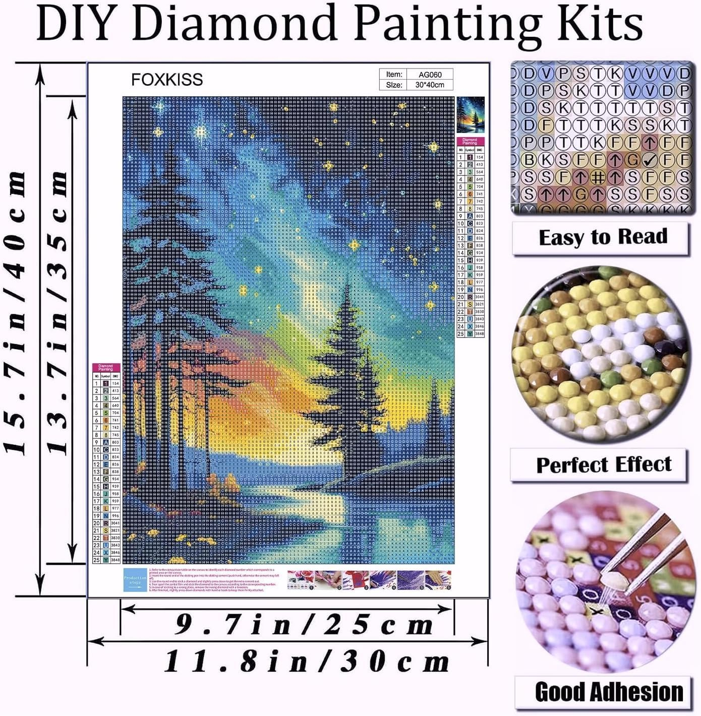 Diamond Painting Kits for Adults, Starry Sky Full Drill round Diamond Art Diamond Dots Suitable Home Wall Decor Gem Art 12X16Inch image number 1