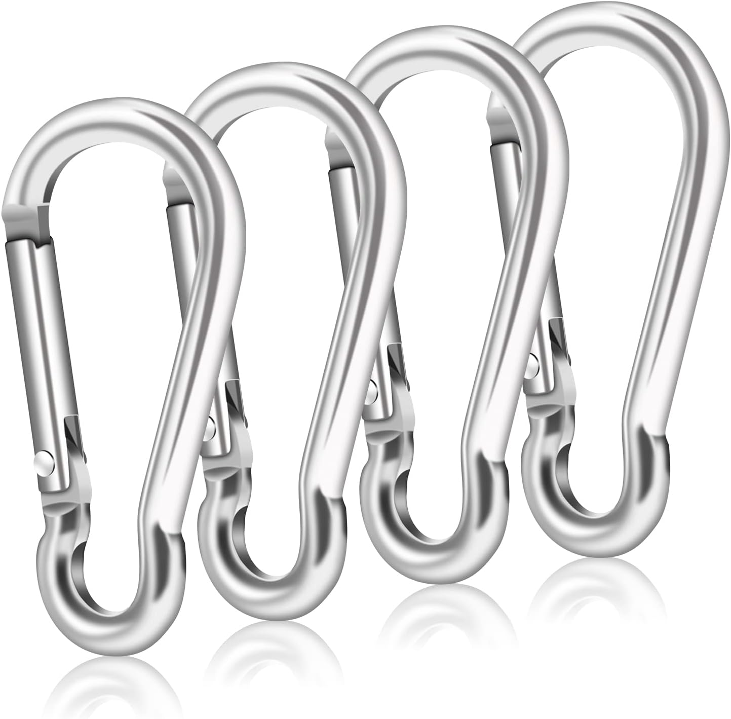 Flag Pole Ring Replacement Carabiner Clips | 8 Pcs Aluminum Alloy Flag Pole Clip Spring Snap Hooks for Grommeted Flag | Replaceable Flagpole Hardware Accessories for Any Flagpole Rings (Silver)