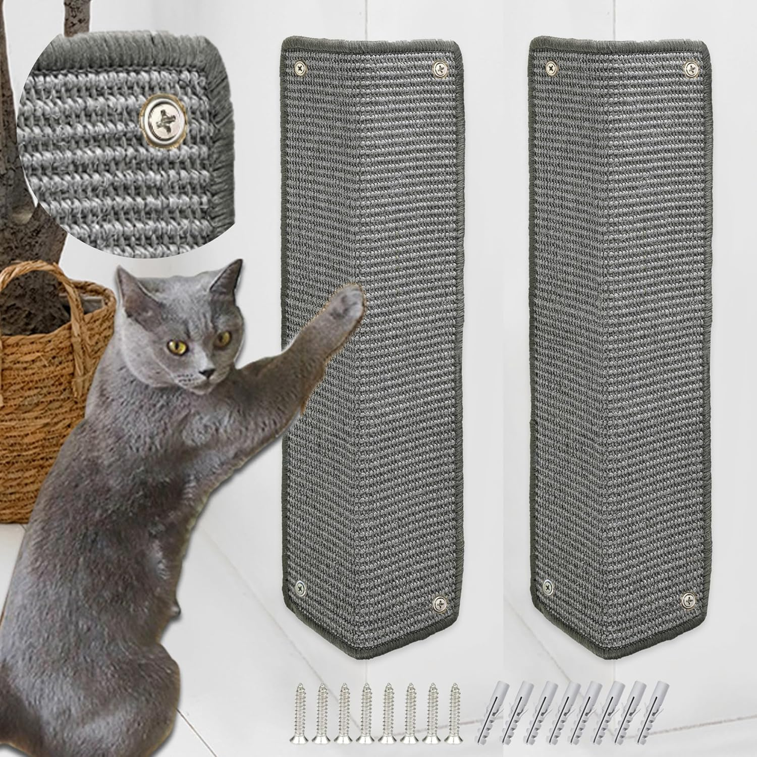 Cat Scratch Protection Cat Scratching Mat Sisal Cat Scratching Mat for Cat Cat Scratching Mat for Sofa Furniture Door Scratch Protection 60 &times; 25 Cm (Grey) image number 4