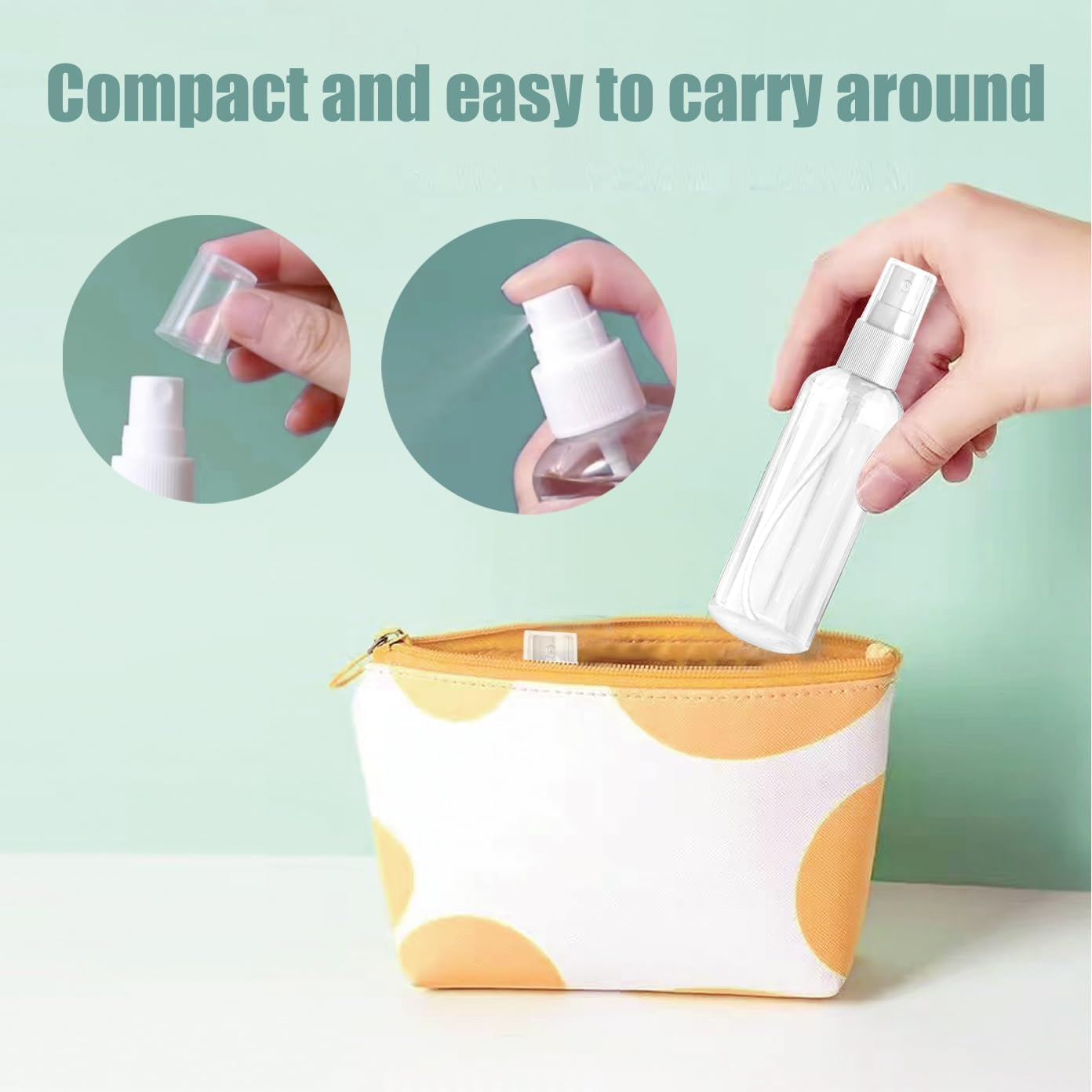 4 Pack Fine Mist Spray Bottles 2Oz Clear Plastic Empty Refillable Mini Spritzer for Travel, Cleaning, Gardening, Skin Care Atomizer(2 * 50Ml，2 * 100Ml) image number 5