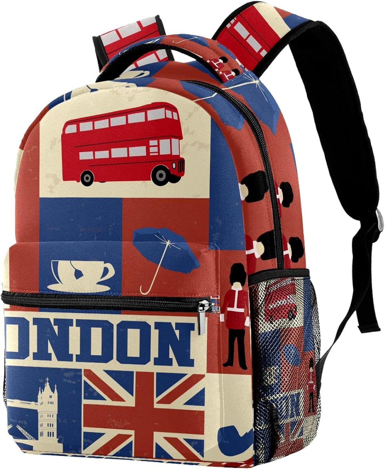 Retro Style London Symbols and Landmarks Backpack Students Shoulder Bags Travel Bag College School Tote Backpacks image number 4