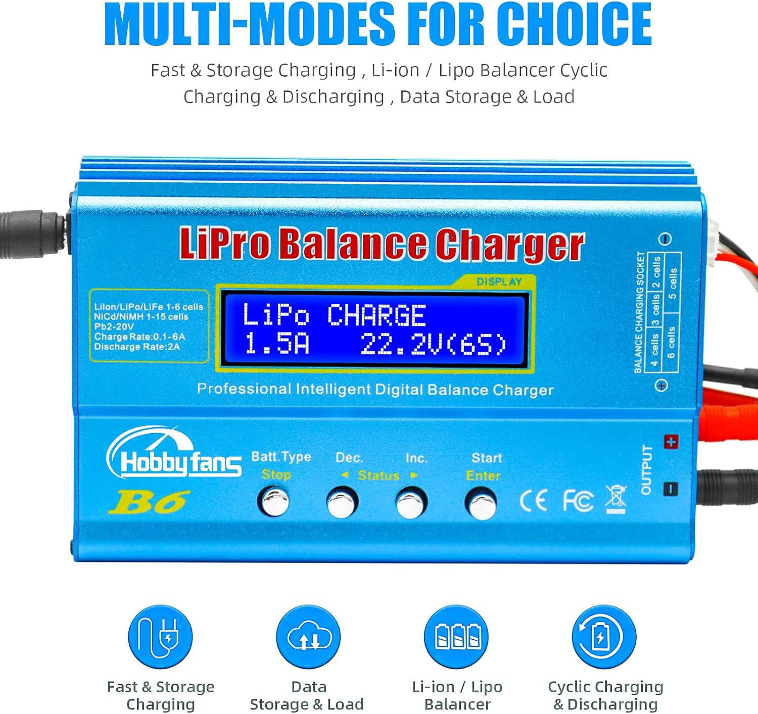 Hobby Fans B6 Mini Professional Balance Charger/Discharger with Power Supply for 1S-6S Lipo Lilon Life Nicd Nimh Pb RC Battery image number 1