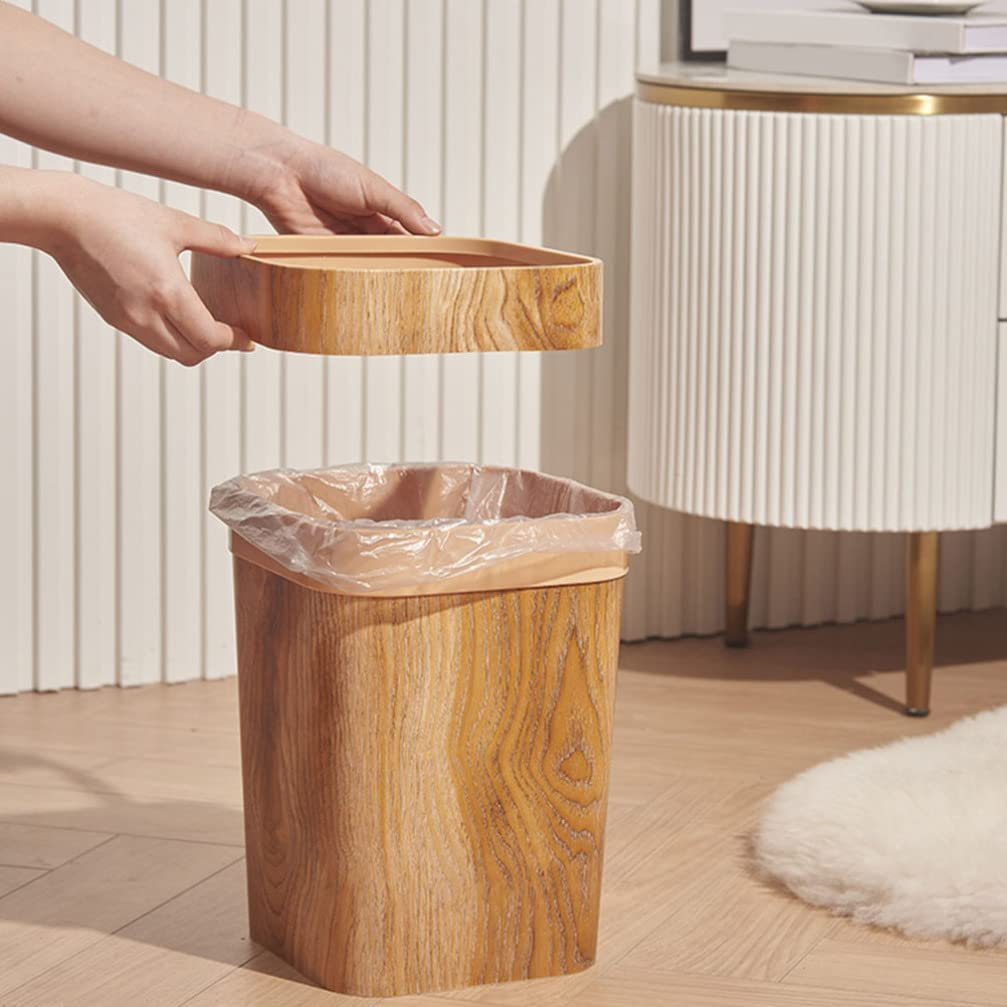 Alipis Square Trash Can Trash Waste Container Wood Trash Bin Bedroom Trash Kitchen Waste Basket Trash Basket Room Trash Can Waste Paper Basket Wooden Office Plastic Compost Bin Bamboo image number 6