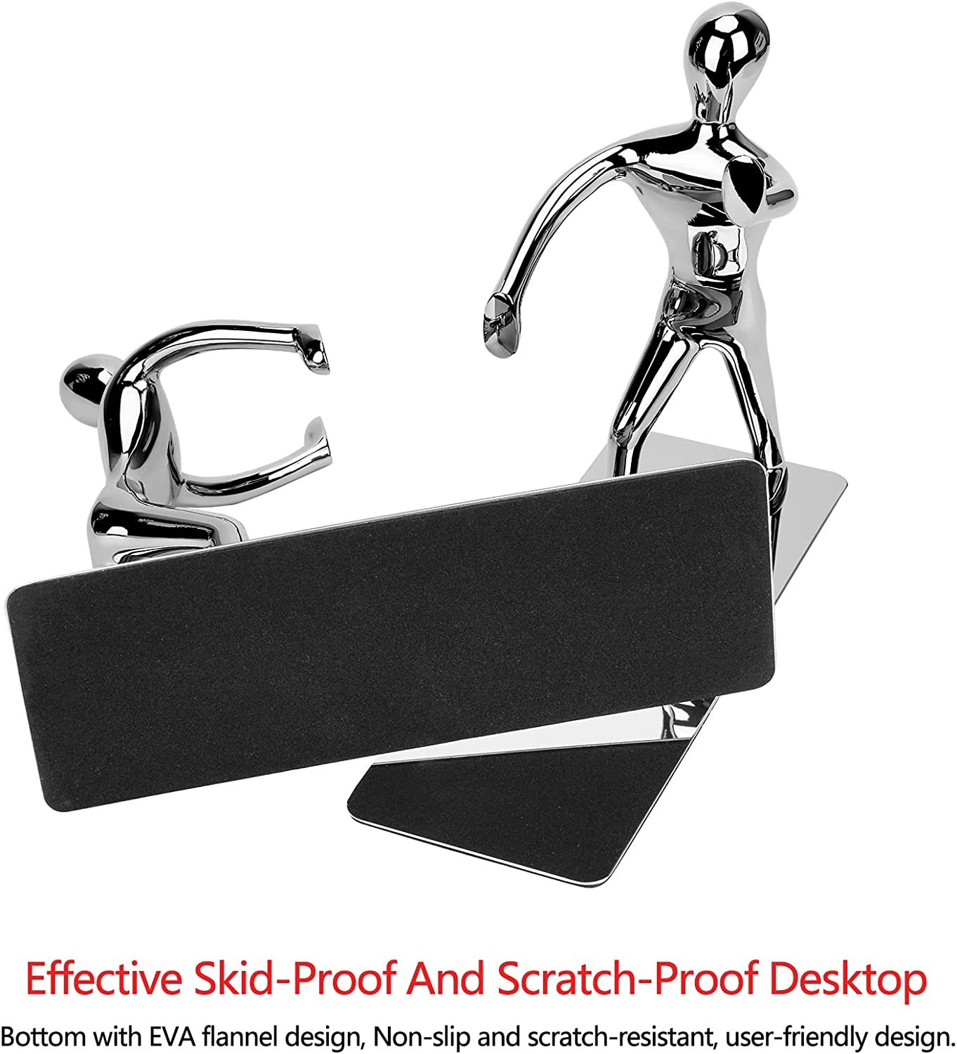 Merrynine Heavy Duty Bookends, 2 Pack Stainless Steel Kung Fu Man Book End, Creative Metal Book Shield for Home Office Library Decoration,Fashion Gift