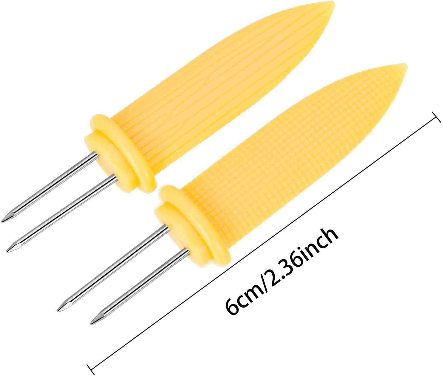 ONESWI 10PCS Corn Holders - Corn on the Cob Skewers,Stainless Steel Corn Fork Prong Skewers Kitchen Tool for BBQ Twin Prong Sweetcorn Holders Home Cooking Fork image number 3