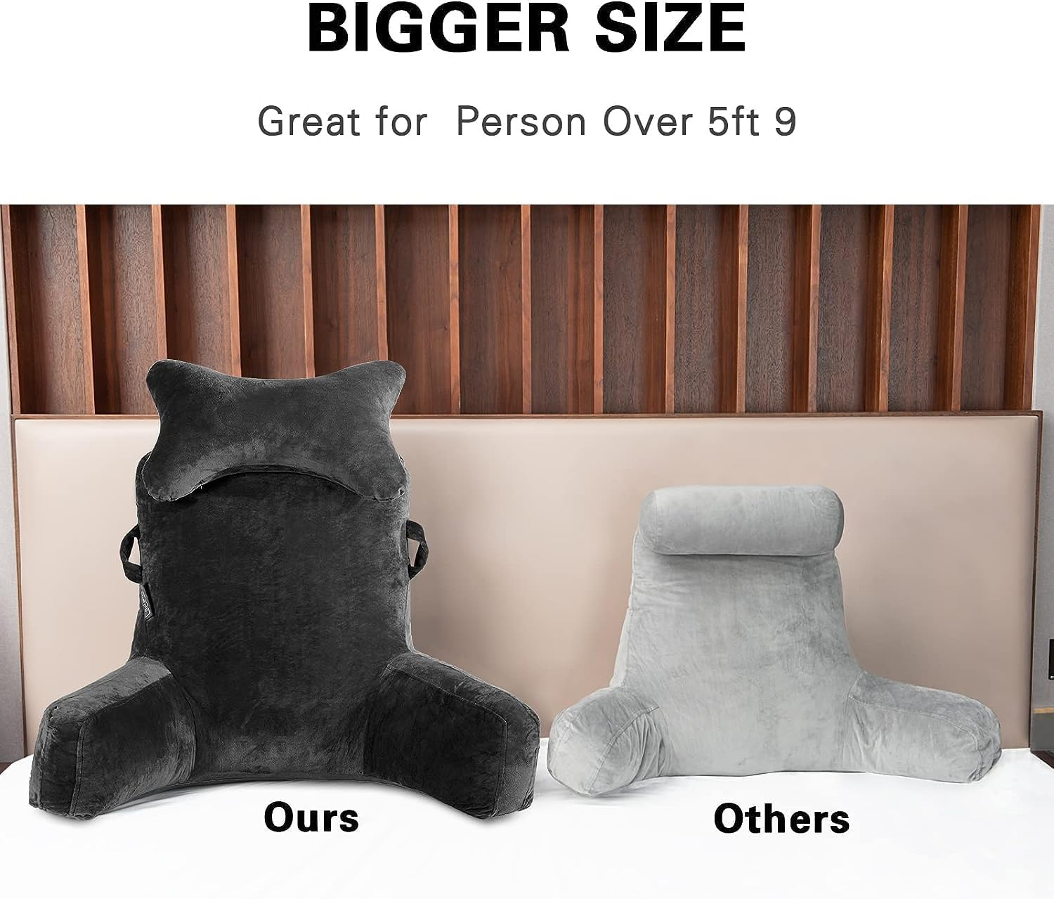 Pillow-Extra Large 78.7Cm Bed Rest Pillow with Detachable Neck Roll & Arms for Sitting in Bed or Couch-Backrest Reading Pillow Adult Back Pillows for Reading,Tv,Gaming,Relaxing(Black, XL) image number 6