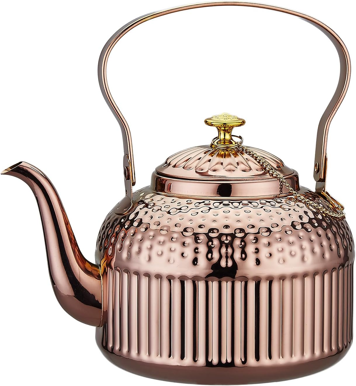SANQIAHOME Copper Teapot with Infuser 1.5 Litres, Stainless Steel Water Boilers Loose Leaf Tea Maker Water Kettle for Stovetop Induction/Gas