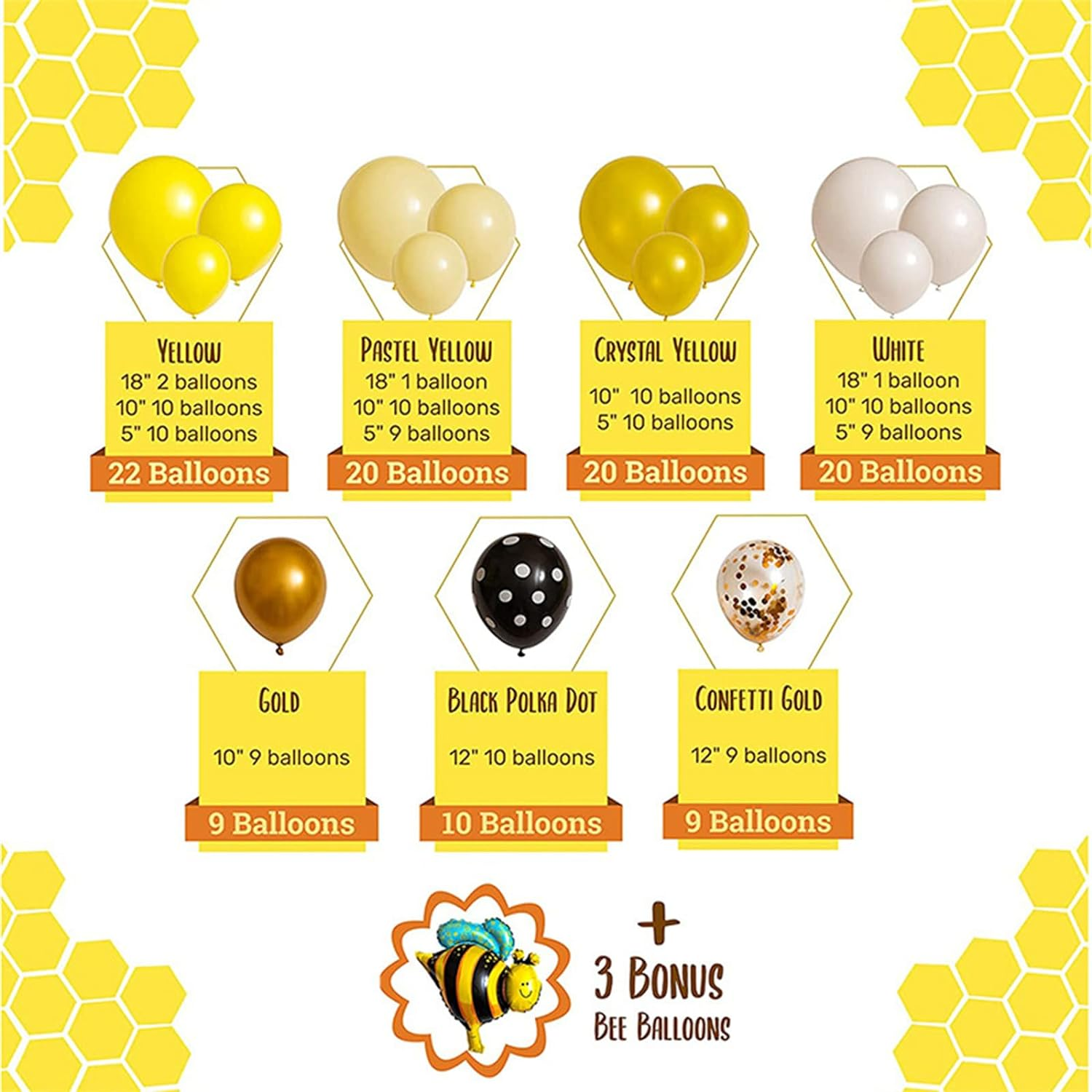Bee Balloons Garland Kit 113Pcs Yellow Black White Balloons Bee Foil Balloons Bumble Bee Balloons for Birthday Party Decorations Supplies image number 3