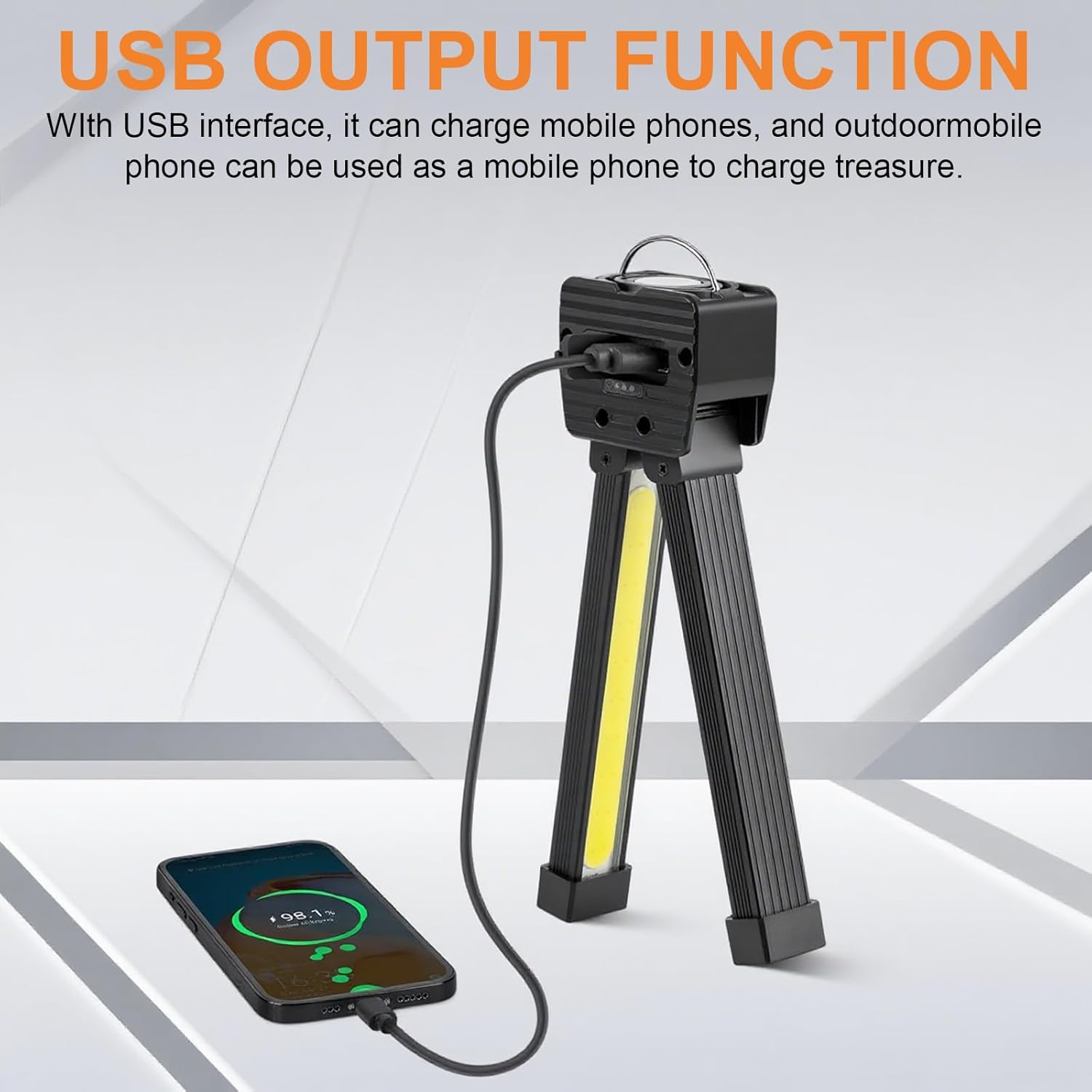 Gym Lamp for Posing, 180 Degree Folding Magnetic Work Light, 7Th Gear Dimming, Portable Magnetic LED Flashlight with Hanging Hook, Handheld USB Rechargeable Power Bank Camping Light image number 3