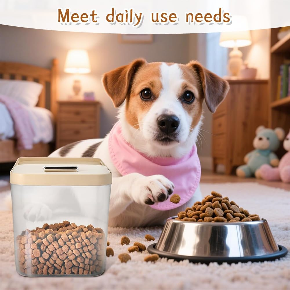 2 Pack Airtight Dog Food Storage Container, Clear Pet Dogs Foods Storage Bin,With Measuring Cup,Plastic Storage Bucket,Keep Dry Food Fresh,For Pet Dog,Cat,Bird,And Rabbit Foods