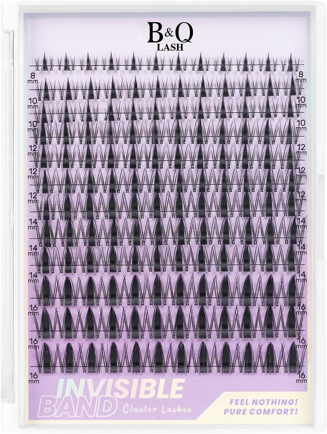 B&QLASH Fairy Lash Clusters Kit 8-18 MIX Natural Lashes Clusters Manga Lashes Invisible Band 144 Pcs Eyelash Extension Set with Lash Bond and Seal&Tweezer (Set-Fairy)