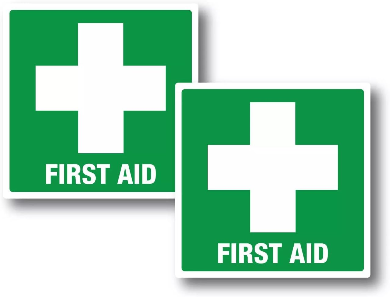 First Aid Stickers 100Mm Twin Pack Quality Water/Fade Proof Vinyl