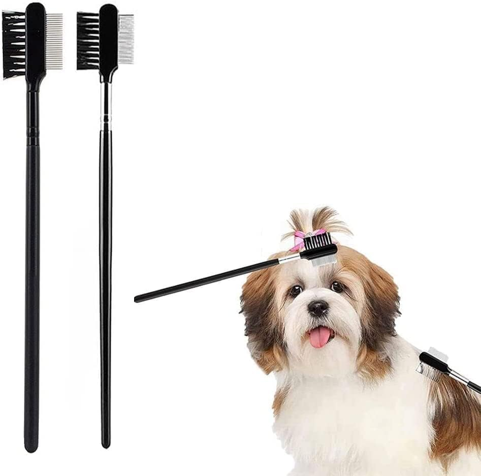 Black Dog Combs Head Brush Cleaning Tear Stain Remover Kitten Puppy Pet Eye Comb Pet Products for Small Cat Dog Double-Sided Comb Brush Pets Grooming Comb for Dogs Cats Removing Crust and Mucus (Black, One Size) image number 2