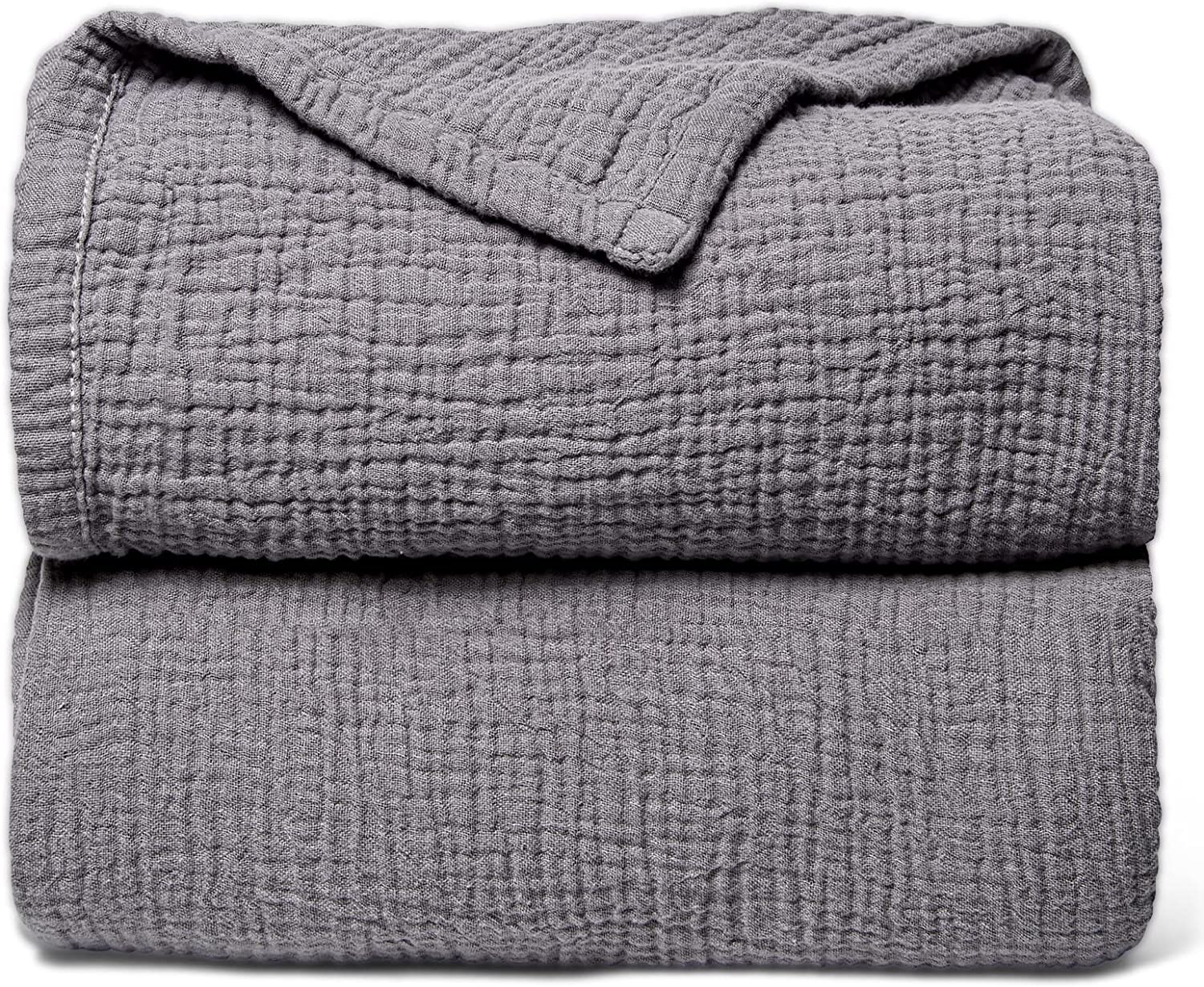 Lulu Moon Baby Blankets Muslin - Soft Cotton Crib Blanket Newborn - Toddler Quilt for Boys and Girls(Blue)