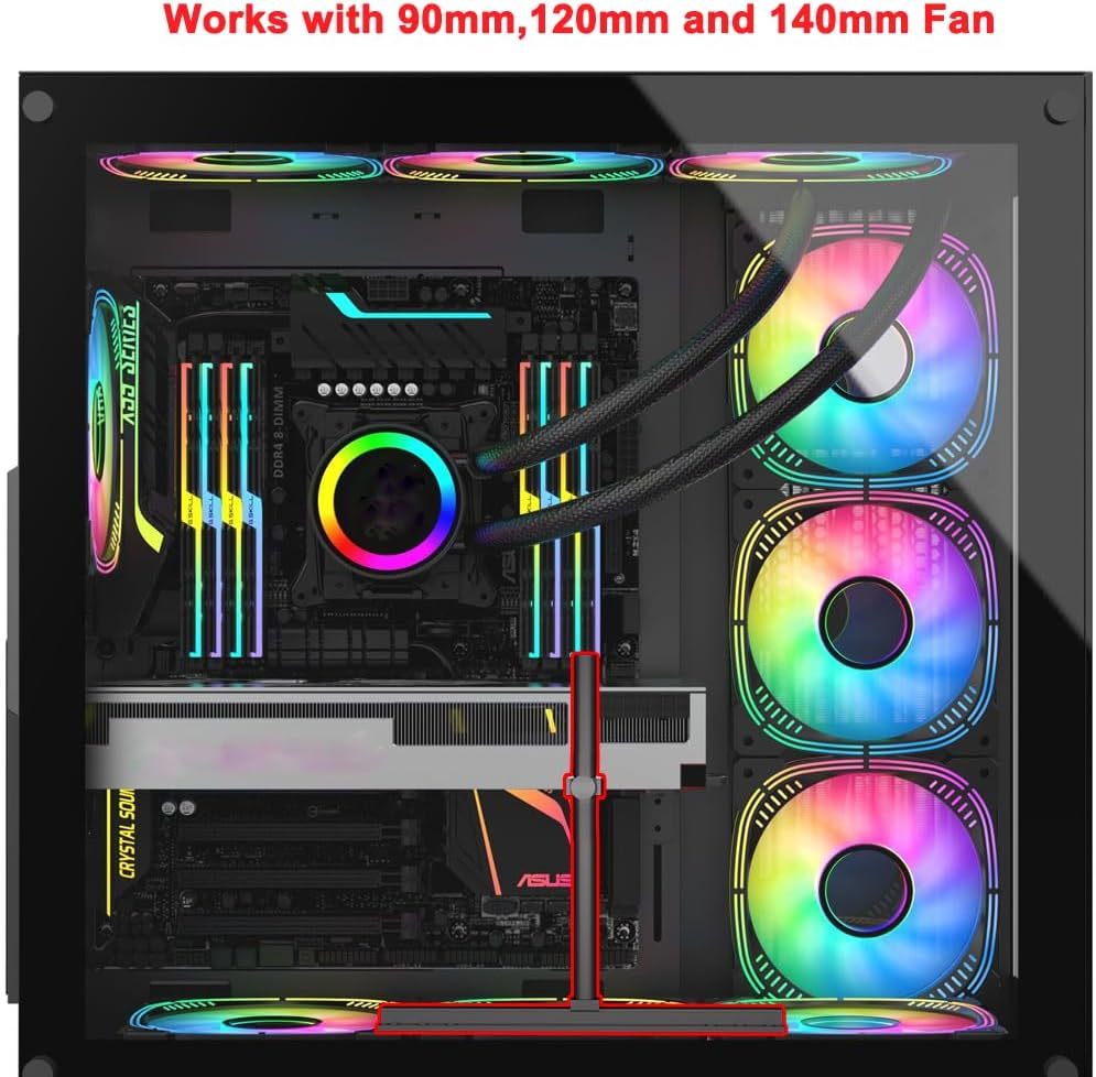 GPU Support Bracket, Graphics Card Support, GPU Bracket Brace, Video Card Sag Holder Bracket, GPU Stand, Adjustable anti Sag GPU Stand for Fan Aluminum 129Mm image number 1