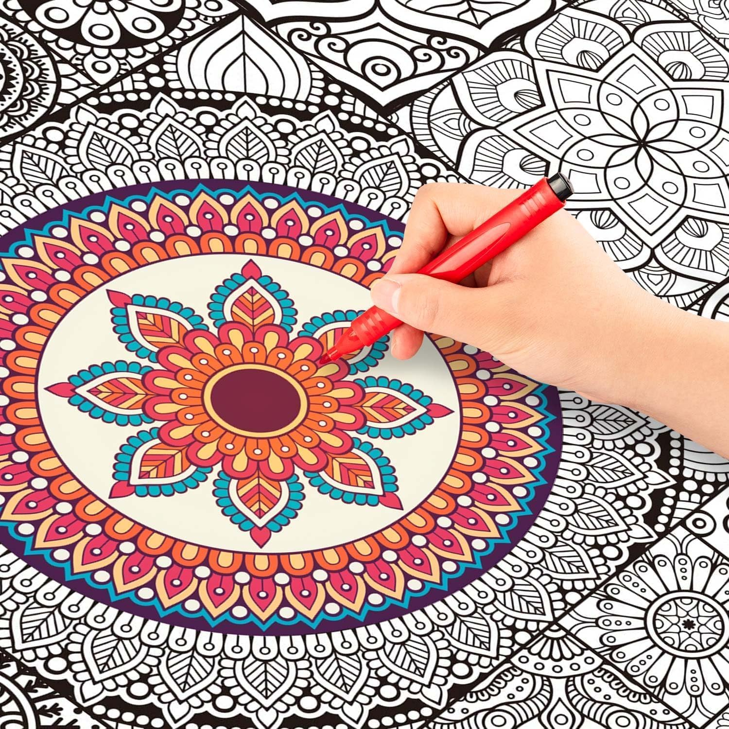 LZMDISU Giant Coloring Poster for Kids, 39.4 X 32.8 Inch Vintage Jumbo Coloring Poster with Flowers, Huge Coloring Paper Large Coloring Sheets for Class School Home Birthday Party image number 2