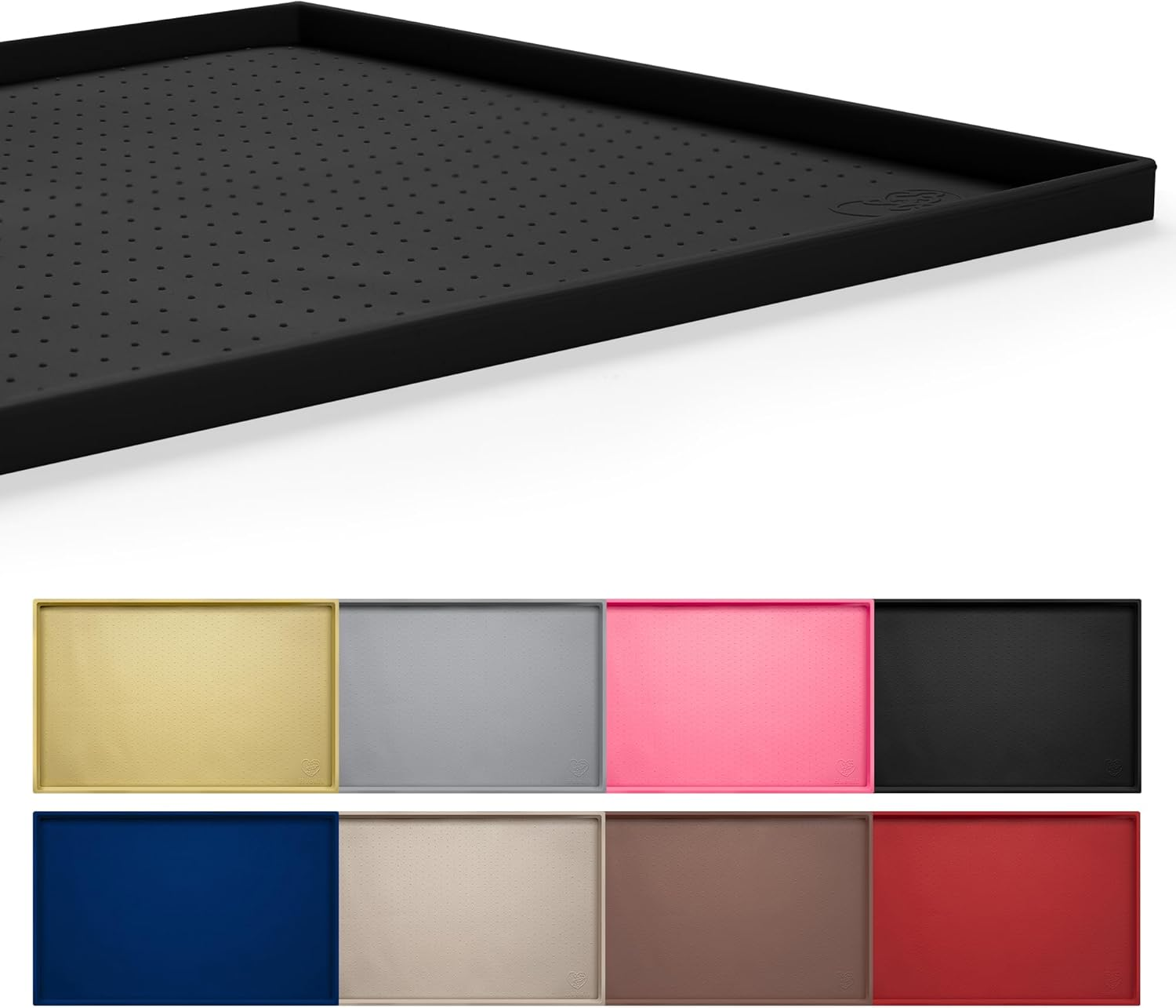 Hubulk Dog Cat Food Feeding Mat L (19"X12") XL (24"X16") or XXL (32X24) 0.5" & 1" Inch Raised Edge FDA Food-Grade Silicone Non Slip Waterproof Pet Food Mat Dog Bowl Placemat Large (XXL, Grey)