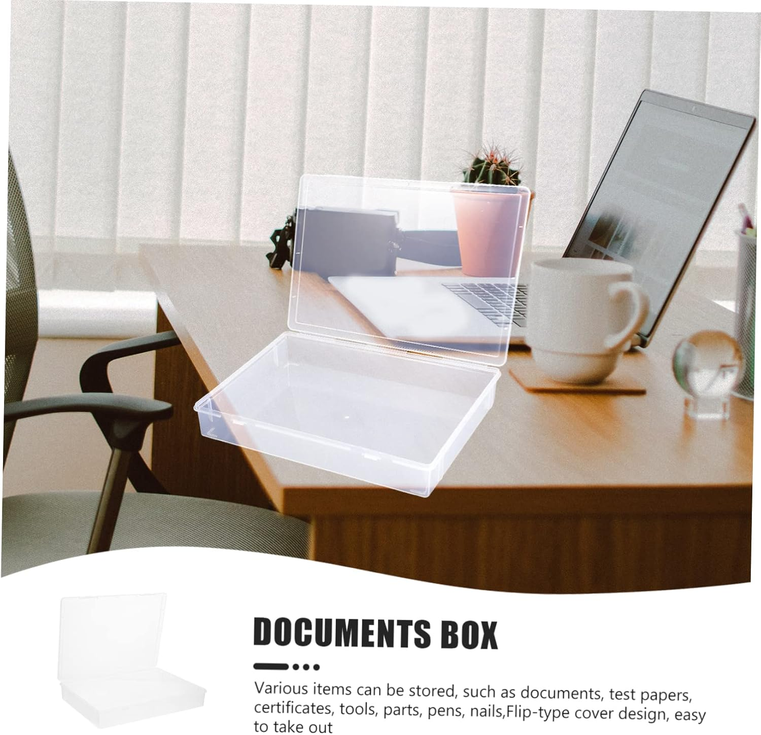 SHINEOFI Large Capacity Document Organizer Desktop File Storage Box A4 Paper Box for Office Desk Filing and Document Storage image number 4
