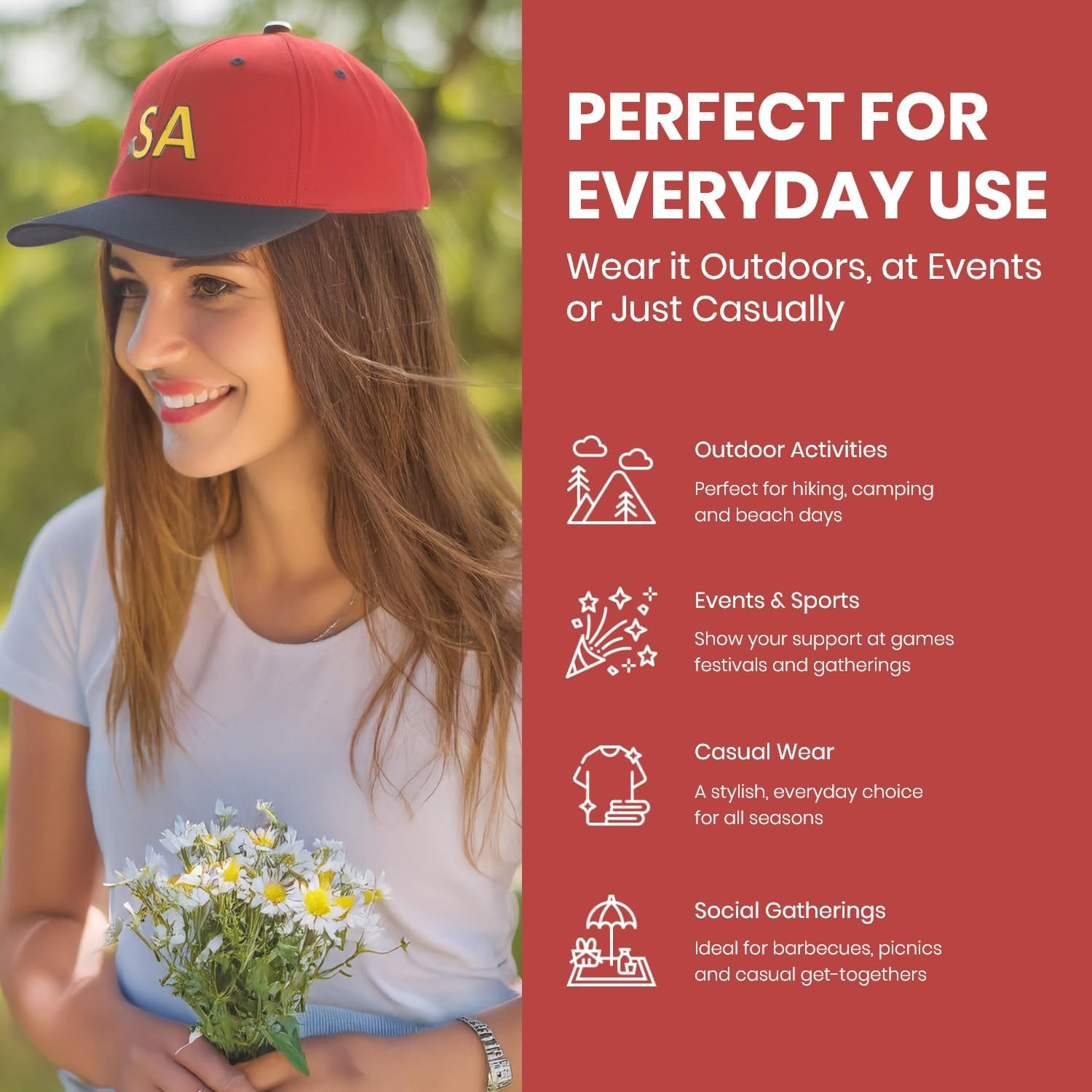 South Australia Supporters Cap, Richardson Pro 212 Baseball Cap, Bold 'SA' Text, Lightweight Cotton-Poly Twill, Adjustable Snapback, Pre-Curved Underbill, Sports & Casual Wear, Red-Black Colour