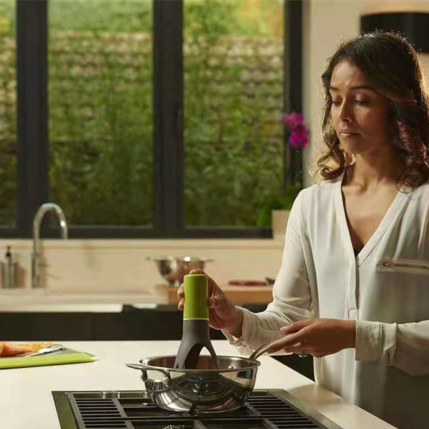 Whisks for Cooking 3 Speed Adjustable Electric Auto Whisk Stirrer Stir Crazy Stick Blender Utensil Triangle Egg Beaters Food Sauce Soup Mixer(Olive Green) image number 5