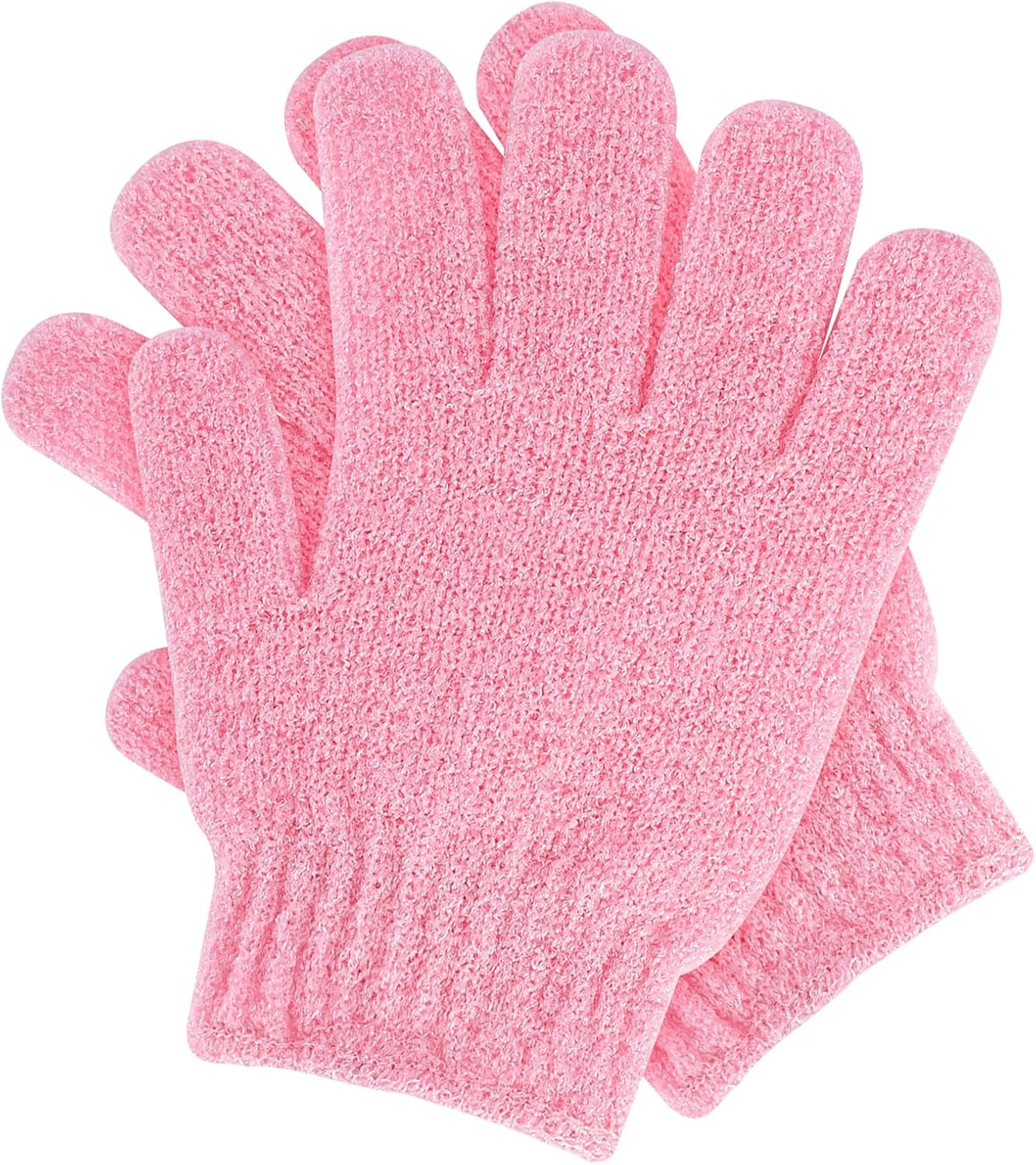 2Pcs Exfoliating Gloves Bamboo Exfoliator Mitt Body Scrub Exfoliating Washcloths Scrubbing Glove for Shower, Spa, Massage and Dead Skin Cell Remover Loofah, Pink image number 1