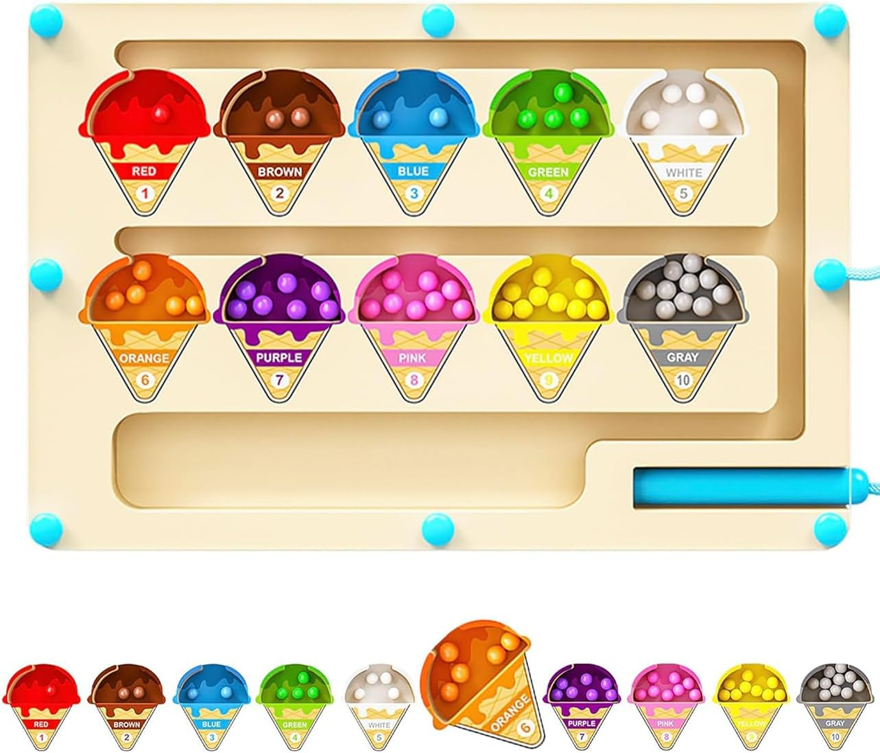 Magnetic Color and Number Maze, Montessori Fine Motor Skills Toys for Boys Girls Ages 3 4 5, Educational Toys for Toddlers Kids, Wooden Color Matching Learning Counting Puzzle Board Games image number 6