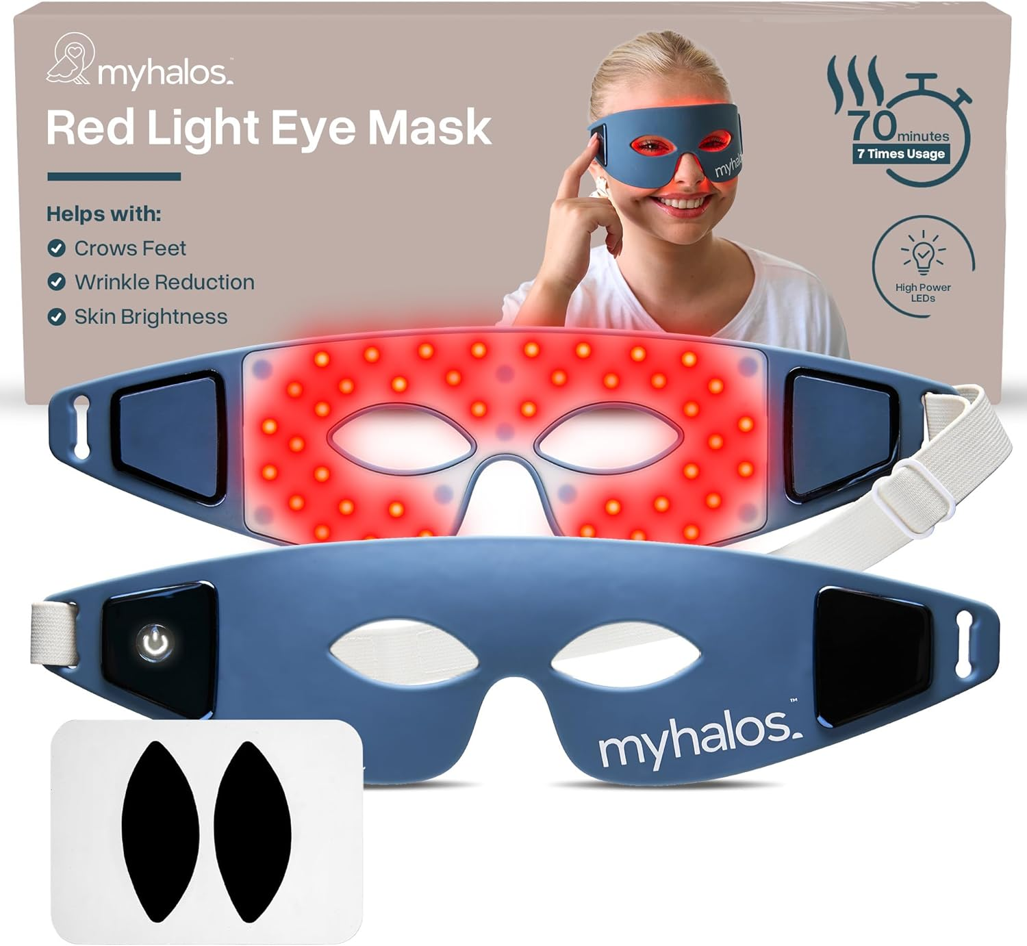 Myhalos&reg; under Eye Red Light Therapy Mask -Advanced Red Light Mask & LED Eye Mask for Wrinkles, Dark Circles & Crows Feet - Therapy for Eyes image number 5