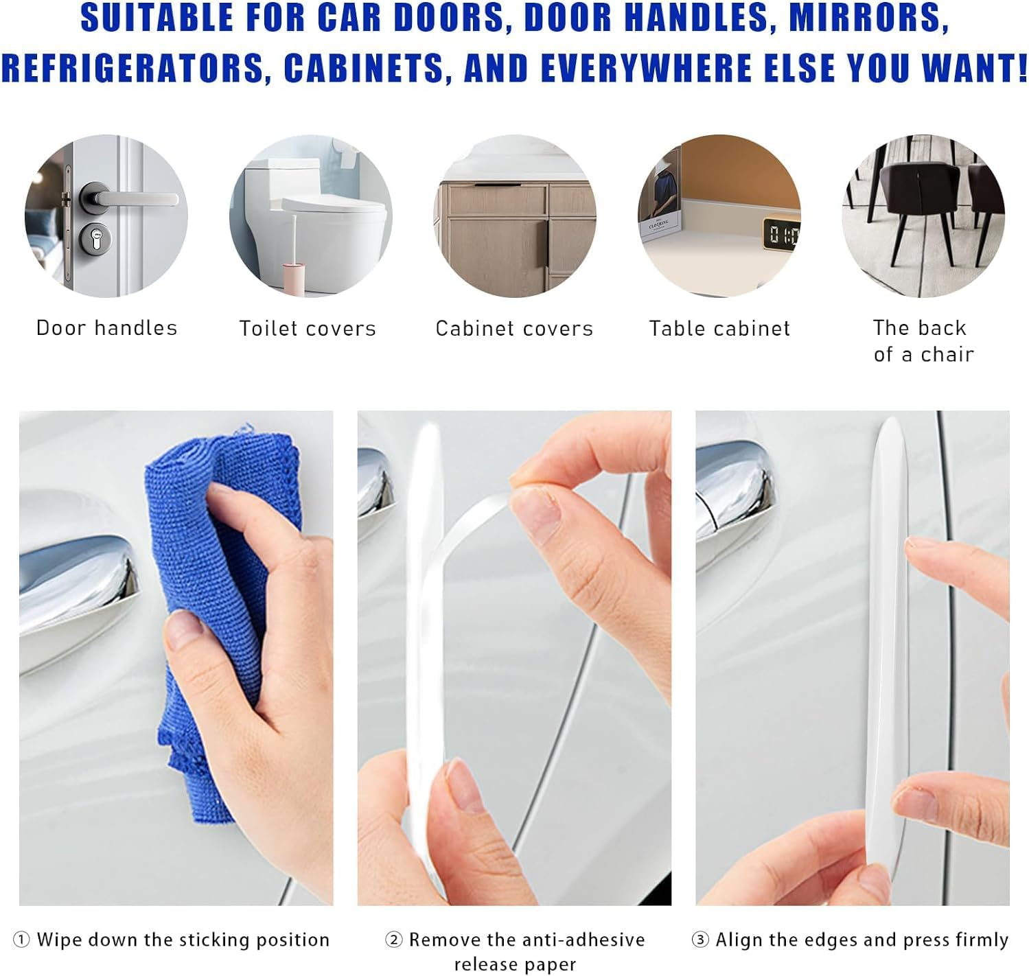 THJOPOKEEL 8-Piece Invisible High Transparent Door Edge Protective Cover General Motors and Home Bumper Protectors All-Round Scratch Resistance (Transparent) image number 6