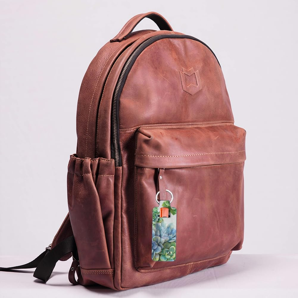 FREEBLOSS 2 Pack Lip Balm Holder Keychain Succulent Plants Pattern Chapstick Holders Lip Gloss Holder Keychain Lipstick Sleeve Keychain Chapstick Sleeve Holder for Women Friends Gift, Dark Blue image number 6