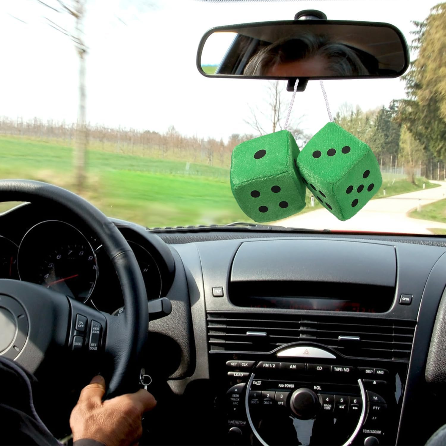 LUTER Plush Dice for Car Rearview Mirror - Green Vintage Square Hanging Accessories - Interior Decor for Car, Home and Office - Red image number 7