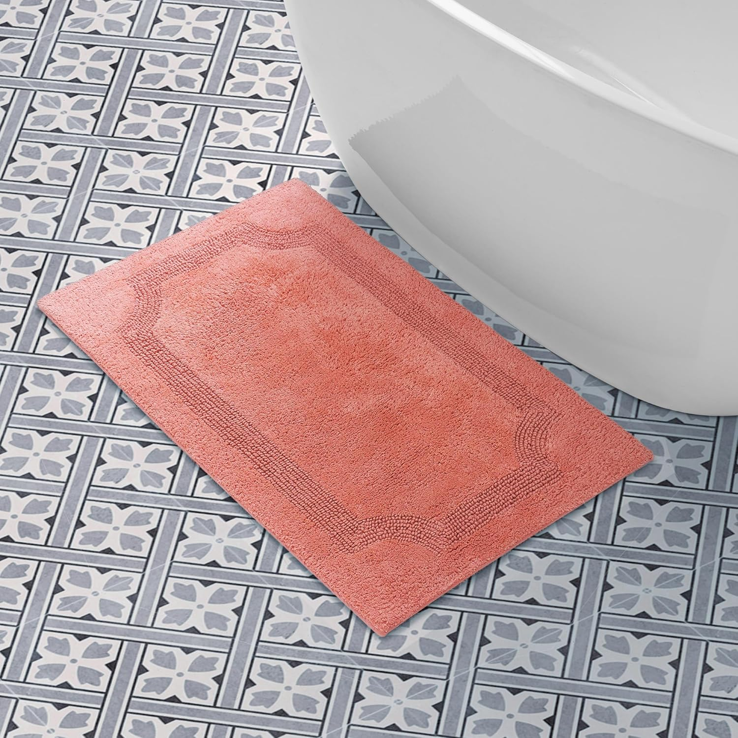 Laura Ashley Reversible Cotton 21 X 34 In. Bath Mat, Aqua