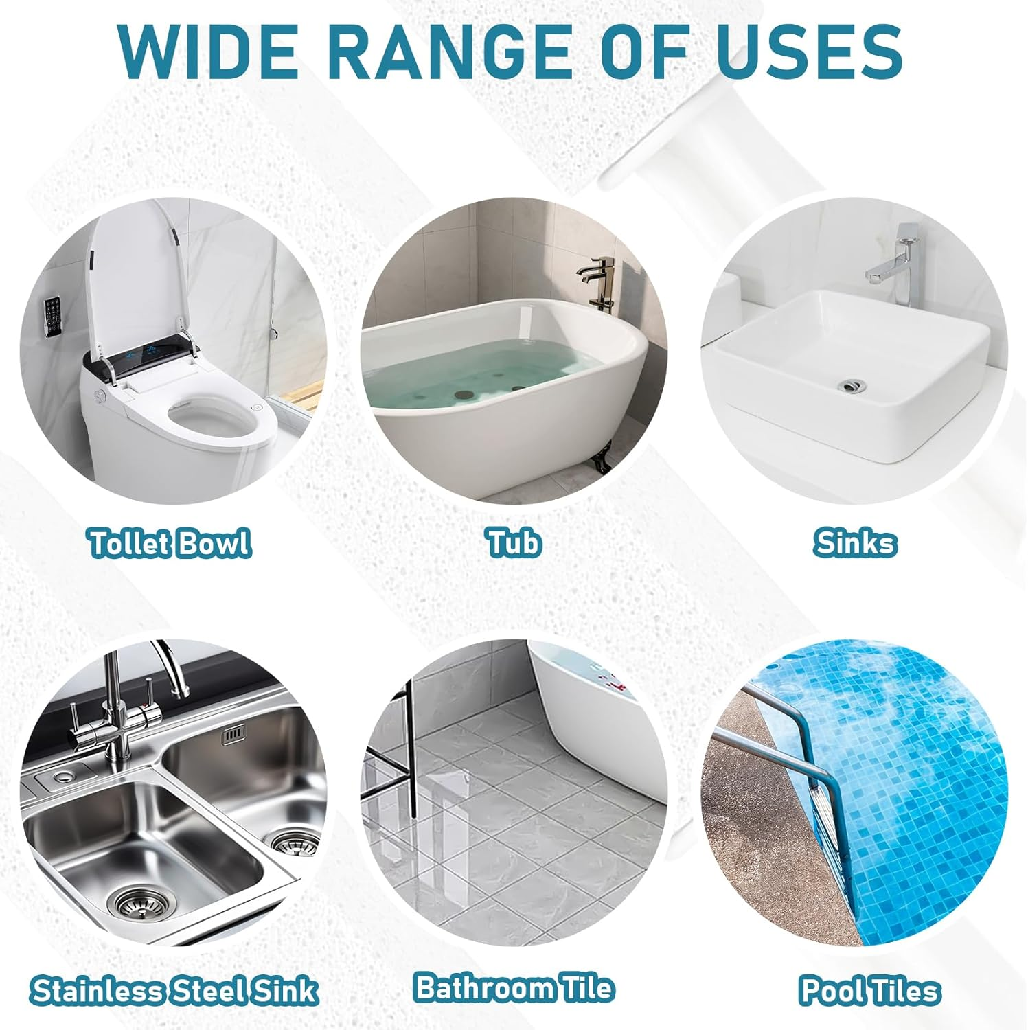 4 Pack Pumice Cleaning Stone with Handle, Toilet Bowl Cleaner Toilet Brush with Non-Slip Long Plastic Handle for Kitchen/Bath/Pool/Household Cleaning image number 6