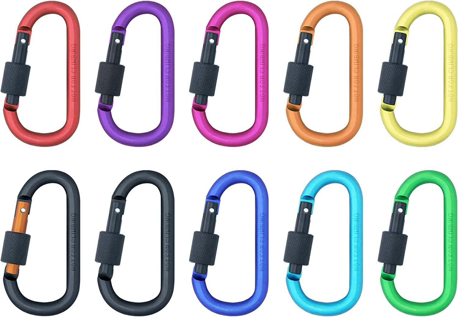 10PCS Screwgate Lock Keychain Clips Carabiner - 8 Cm Aluminum Durable D-Shape Spring Loaded Clip for Home, Rv, Camping, Fishing, Hiking, Traveling and Sports Outdoors image number 3