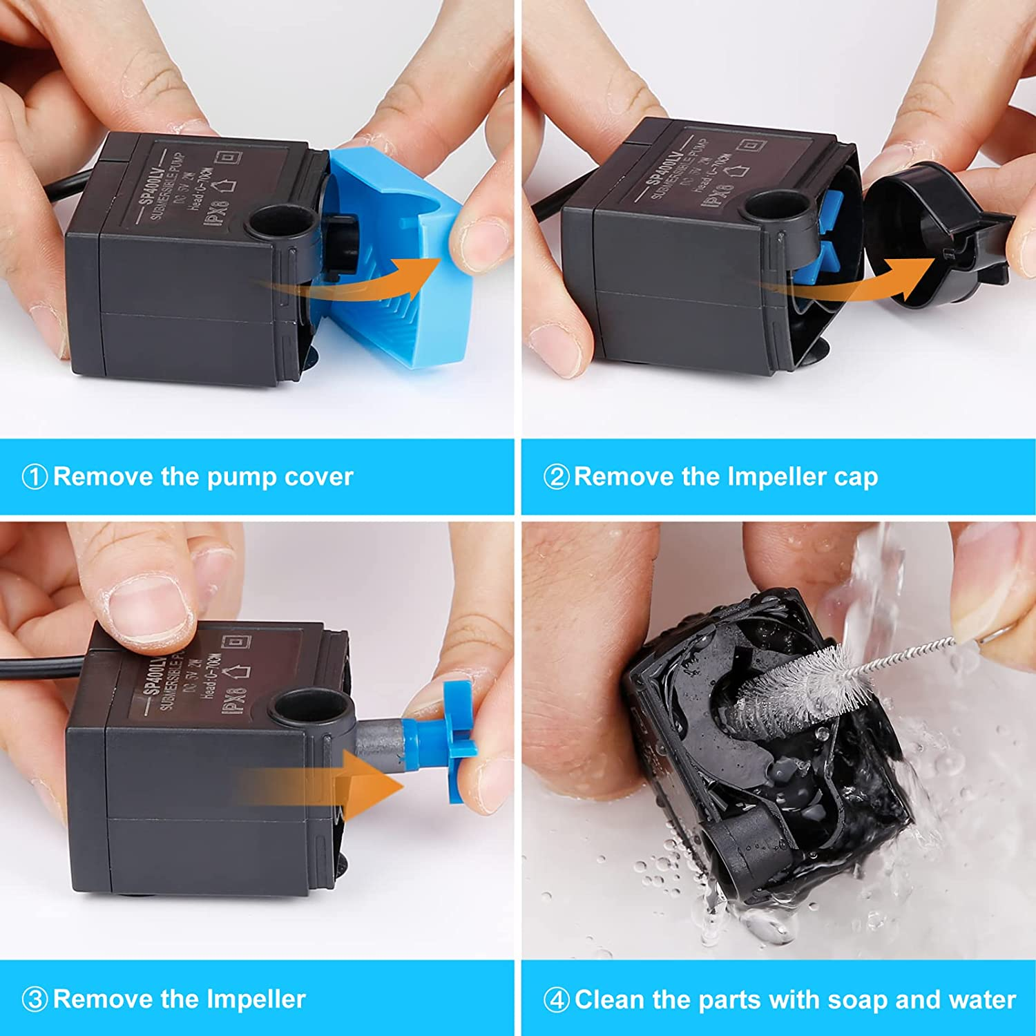 Carcent SP-400LV Cat Water Fountain Pump, Cat Fountain USB Replacement Pump with Adapter Compatible with Ceramic, Butterfly, Seaside, Stainless Steel, 360 Plastic Pet Water Fountain image number 6